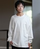 DEAR LAUREL ディアローレル 長袖 Tシャツ ロンT 無地 ポケット ポケT ワンポイントロゴ シンプル D24F2201(WHT-M)