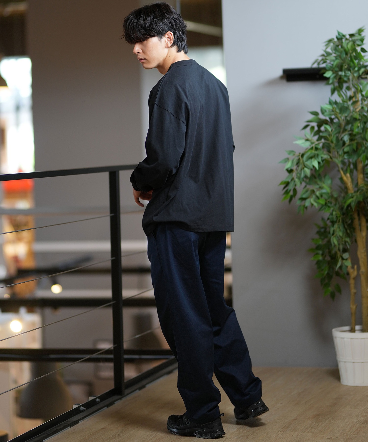 DEAR LAUREL ディアローレル 長袖 Tシャツ ロンT 無地 ポケット ポケT ワンポイントロゴ シンプル D24F2201(WHT-M)