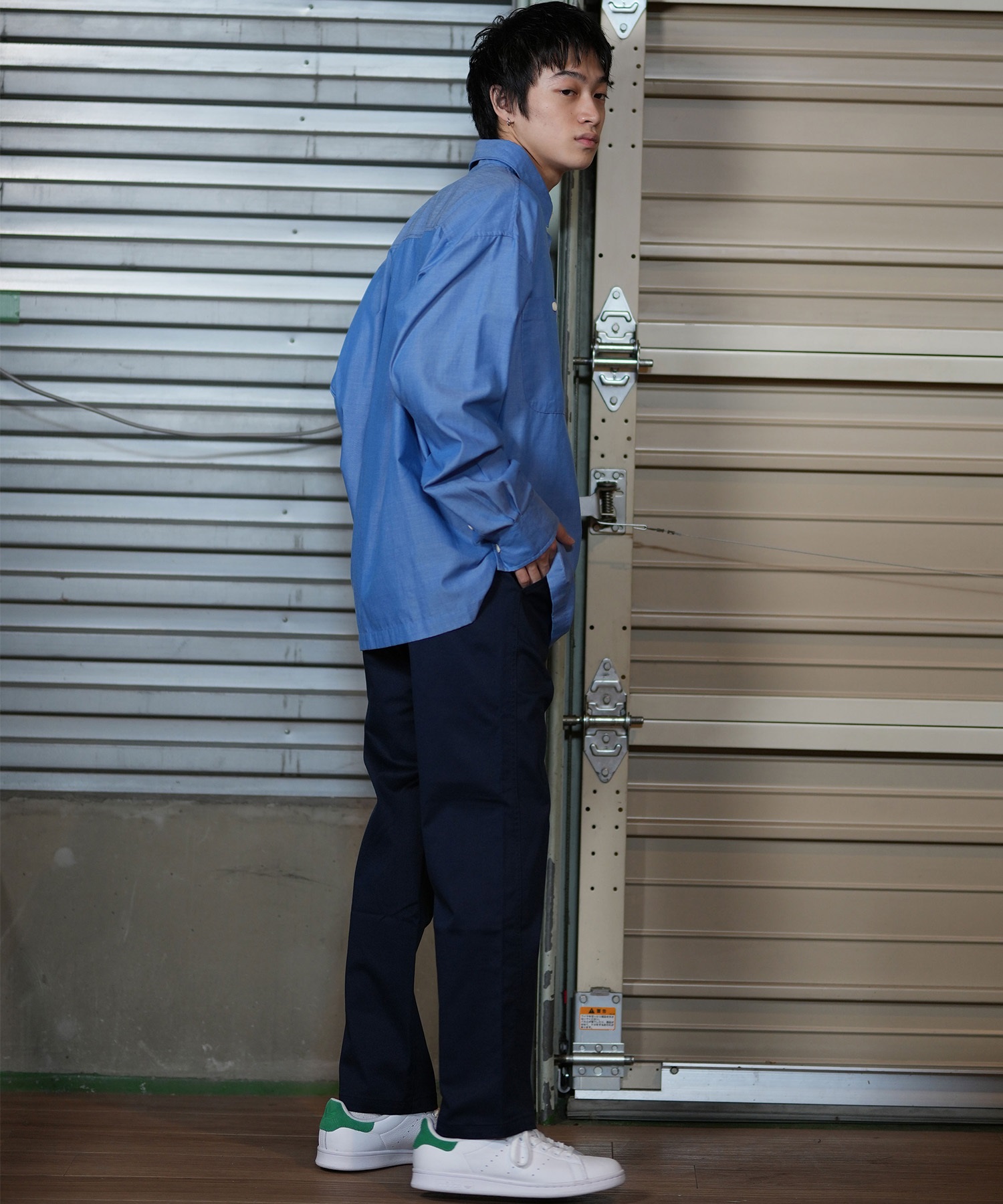 DEAR LAUREL ディアローレル 長袖シャツ メンズ シャンブレー生地 無地