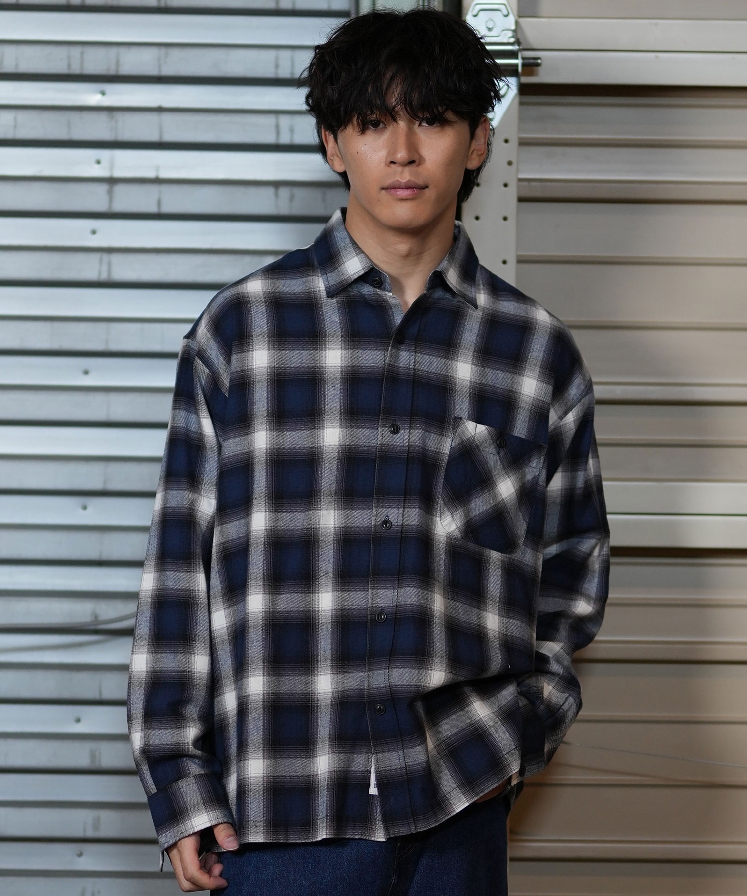Yahoo!オークション - 藤原ヒロシ着 21ss SEQUEL NEL CHECK SHIRT BLUE