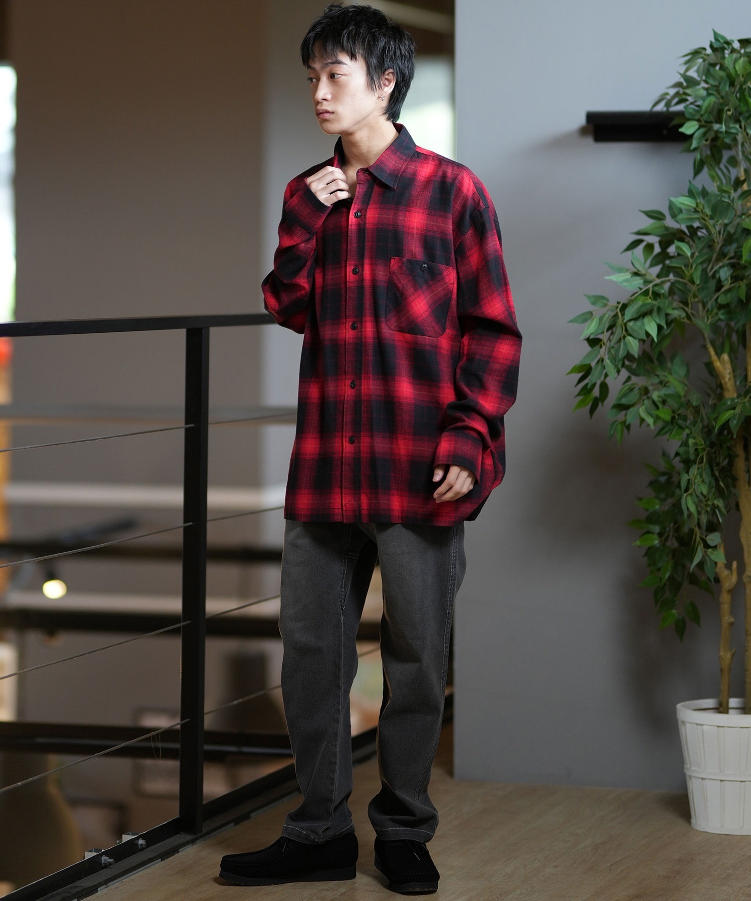 DEAR LAUREL ディアローレル 長袖シャツ メンズ チェック ネルシャツ