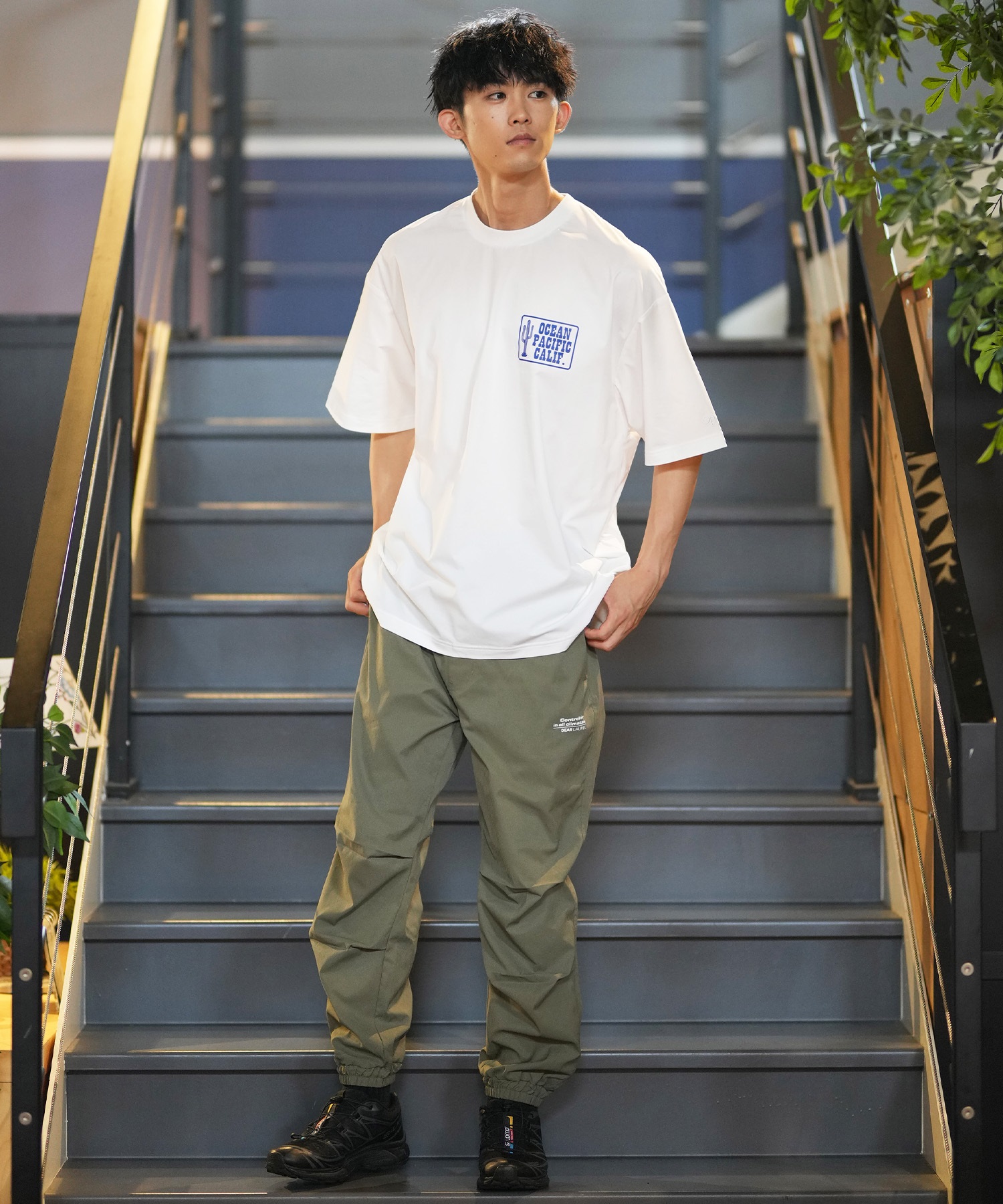 DEAR LAUREL ディアローレル × OP オーピー コラボ ラッシュガード 半袖 メンズ Tシャツ バックプリント 水陸両用 514530D ムラサキスポーツ限定(WHT-M)
