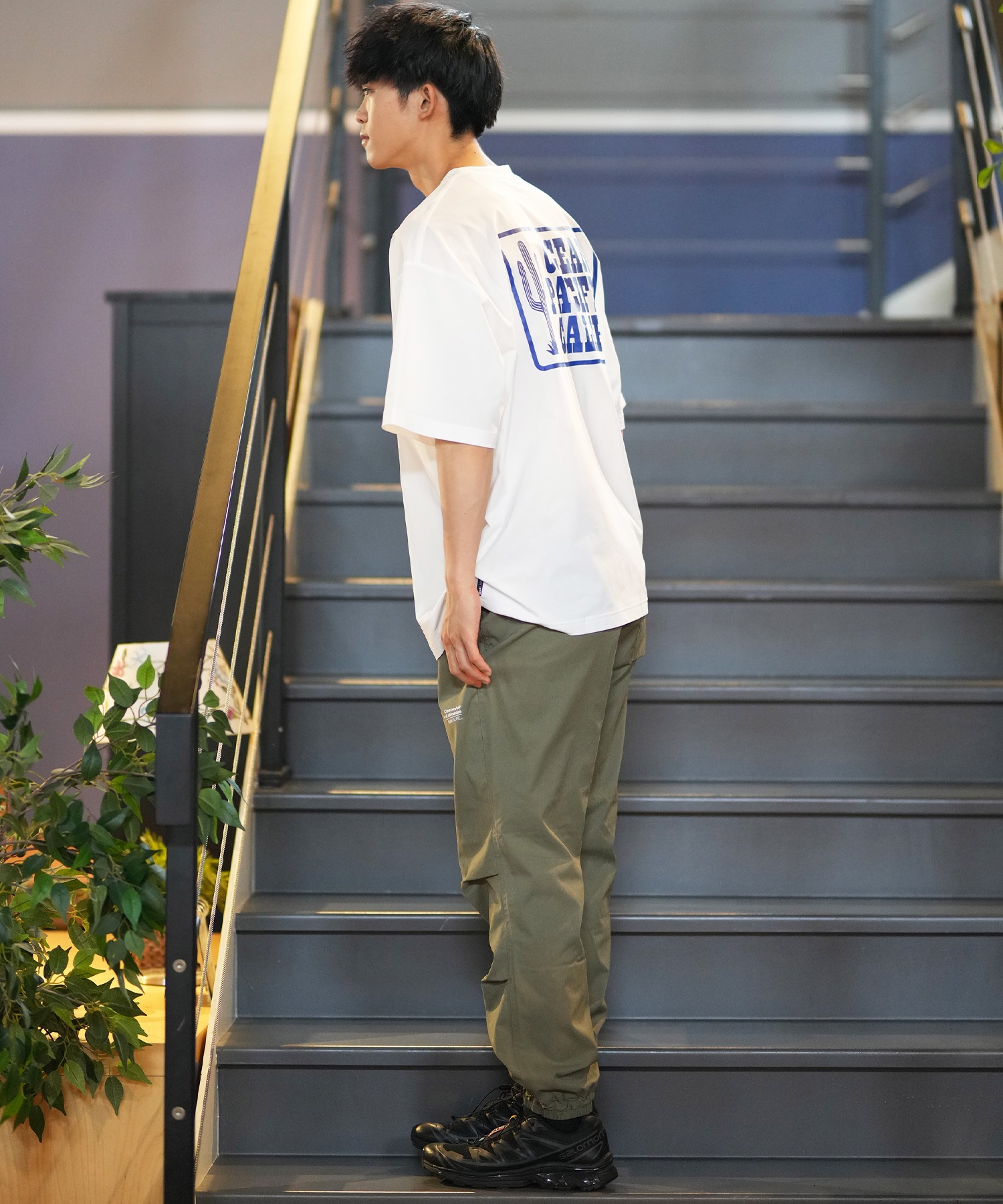 DEAR LAUREL ディアローレル × OP オーピー コラボ ラッシュガード 半袖 メンズ Tシャツ バックプリント 水陸両用 514530D ムラサキスポーツ限定(WHT-M)