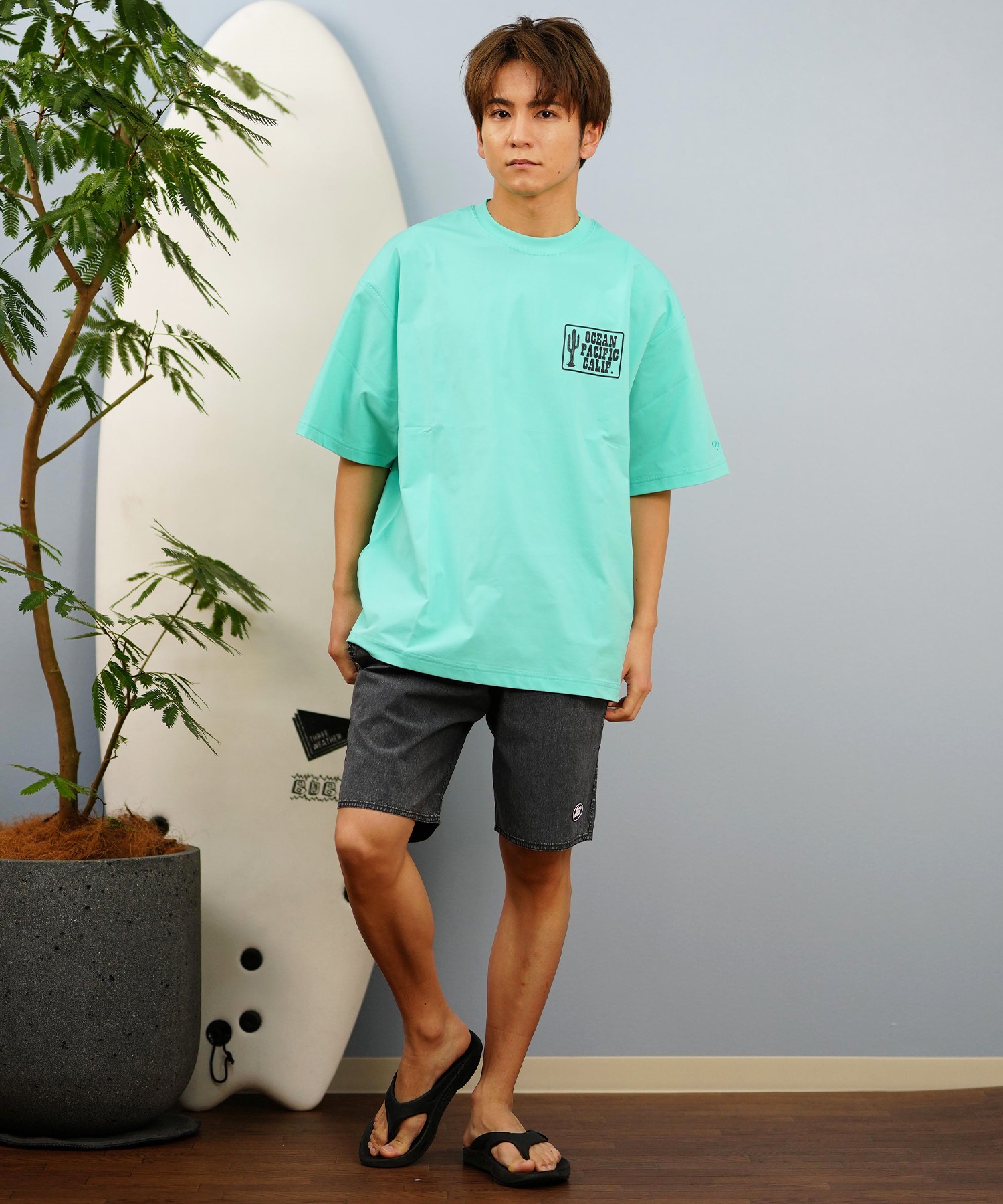 DEAR LAUREL ディアローレル × OP オーピー コラボ ラッシュガード 半袖 メンズ Tシャツ バックプリント 水陸両用 514530D ムラサキスポーツ限定(WHT-M)