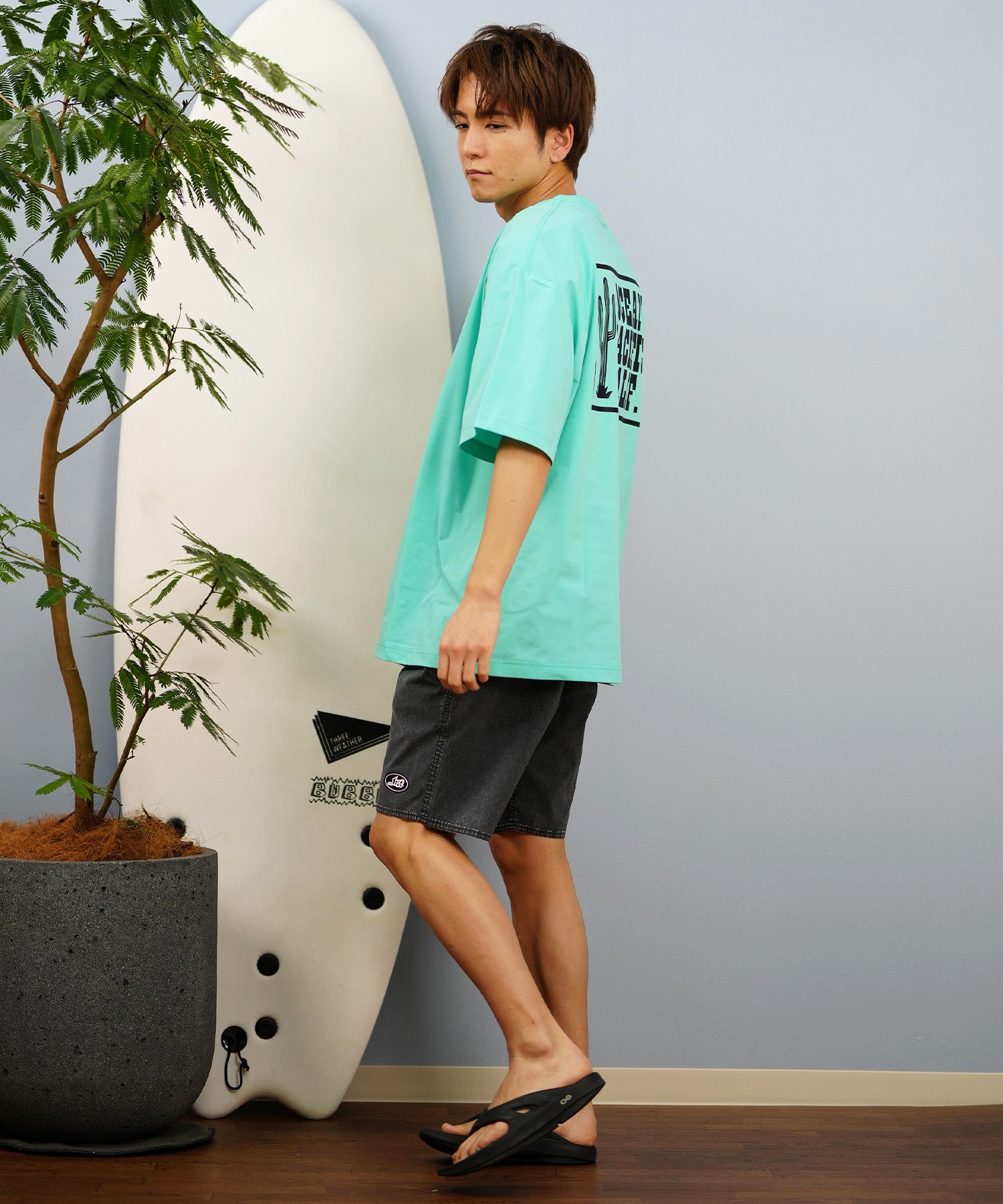 DEAR LAUREL ディアローレル × OP オーピー コラボ ラッシュガード 半袖 メンズ Tシャツ バックプリント 水陸両用 514530D ムラサキスポーツ限定(WHT-M)
