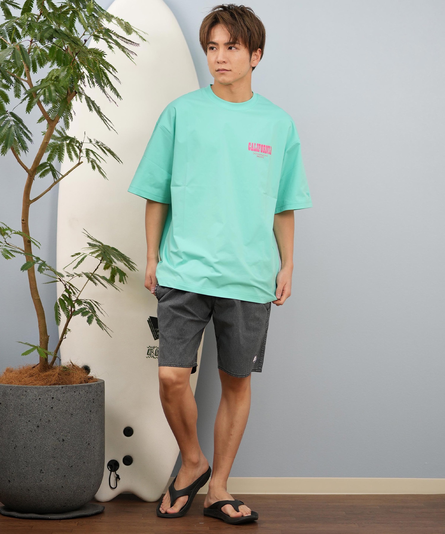 DEAR LAUREL ディアローレル × OP オーピー コラボ ラッシュガード 半袖 メンズ Tシャツ バックプリント 水陸両用 514531D ムラサキスポーツ限定(WHT-M)