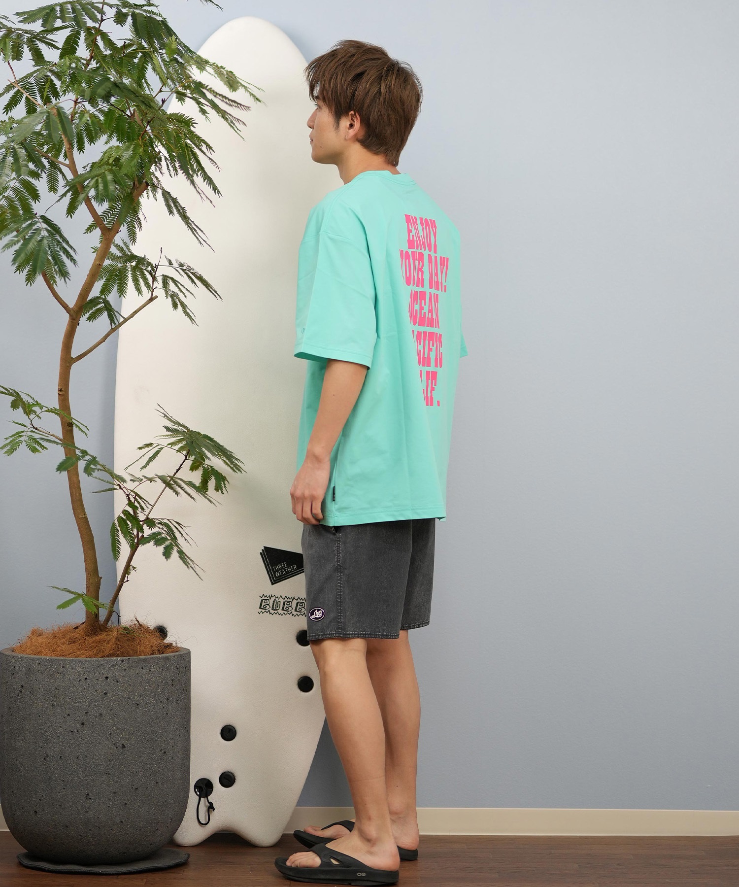 DEAR LAUREL ディアローレル × OP オーピー コラボ ラッシュガード 半袖 メンズ Tシャツ バックプリント 水陸両用 514531D ムラサキスポーツ限定(WHT-M)