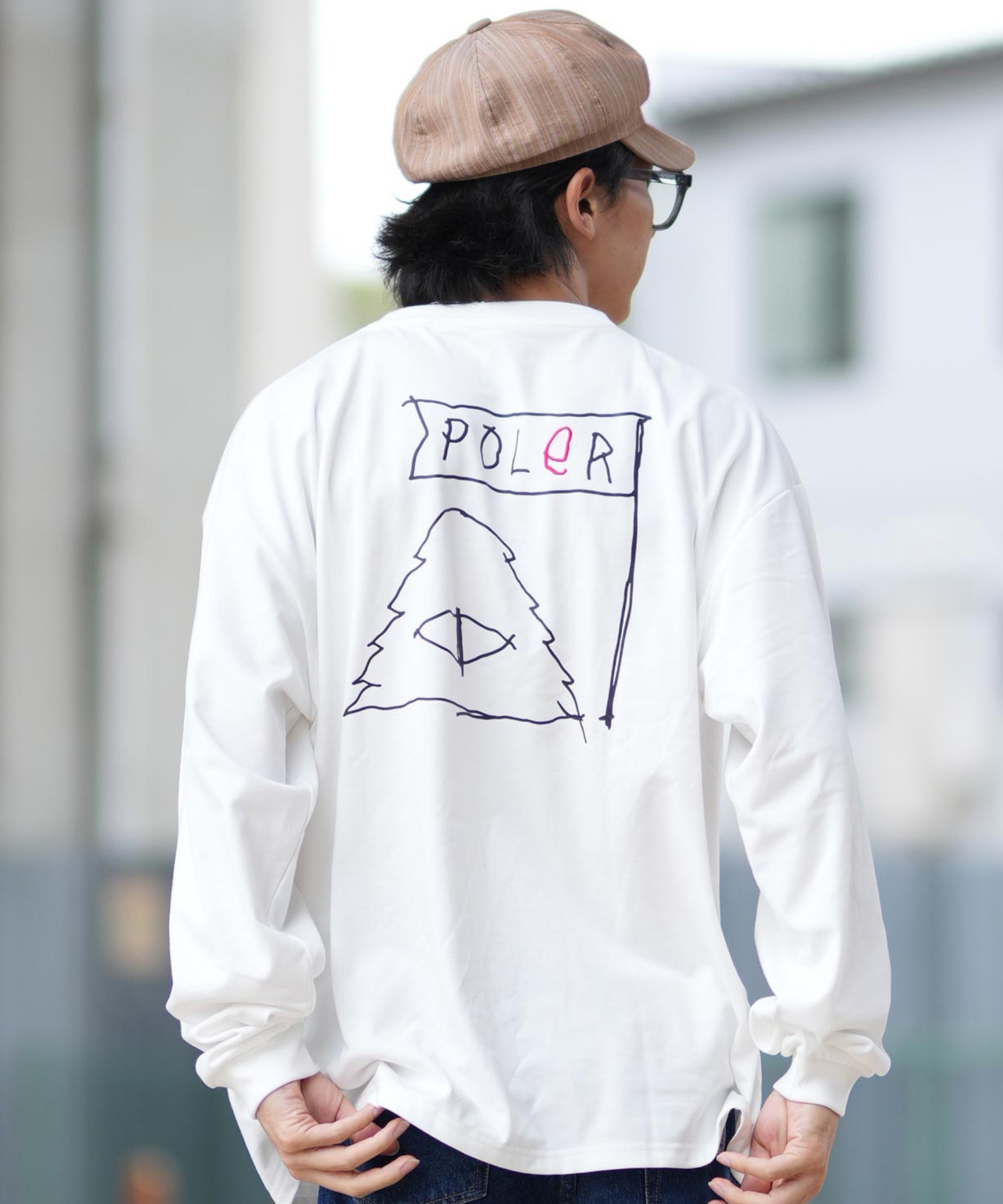 POLER ポーラー 長袖 Tシャツ メンズ ロンT 刺繍ロゴ ビッグシルエット