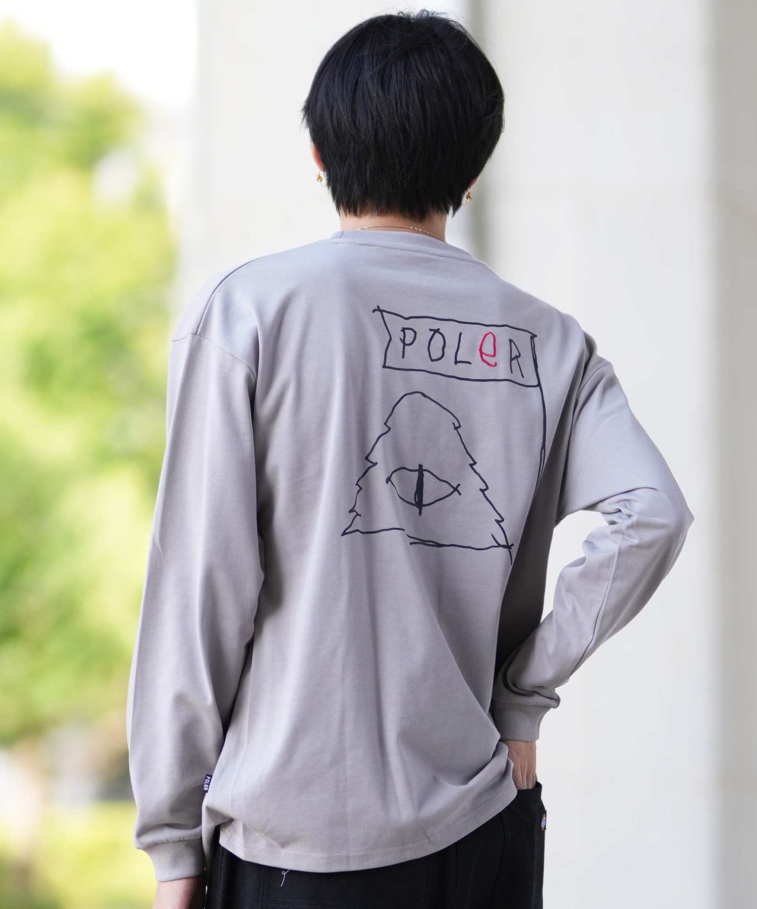 POLER ポーラー 長袖 Tシャツ メンズ ロンT 刺繍ロゴ ビッグシルエット