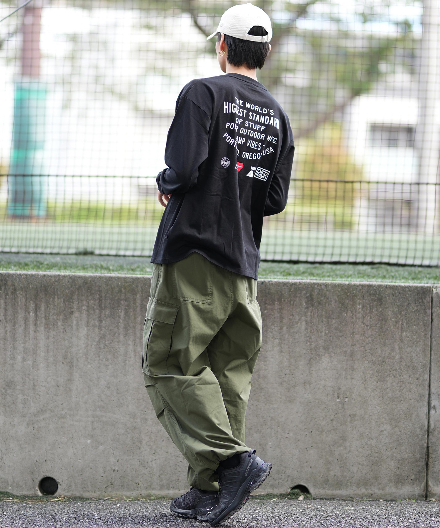 POLER ポーラー 長袖 Tシャツ メンズ ロンT 刺繍ロゴ ビッグシルエット