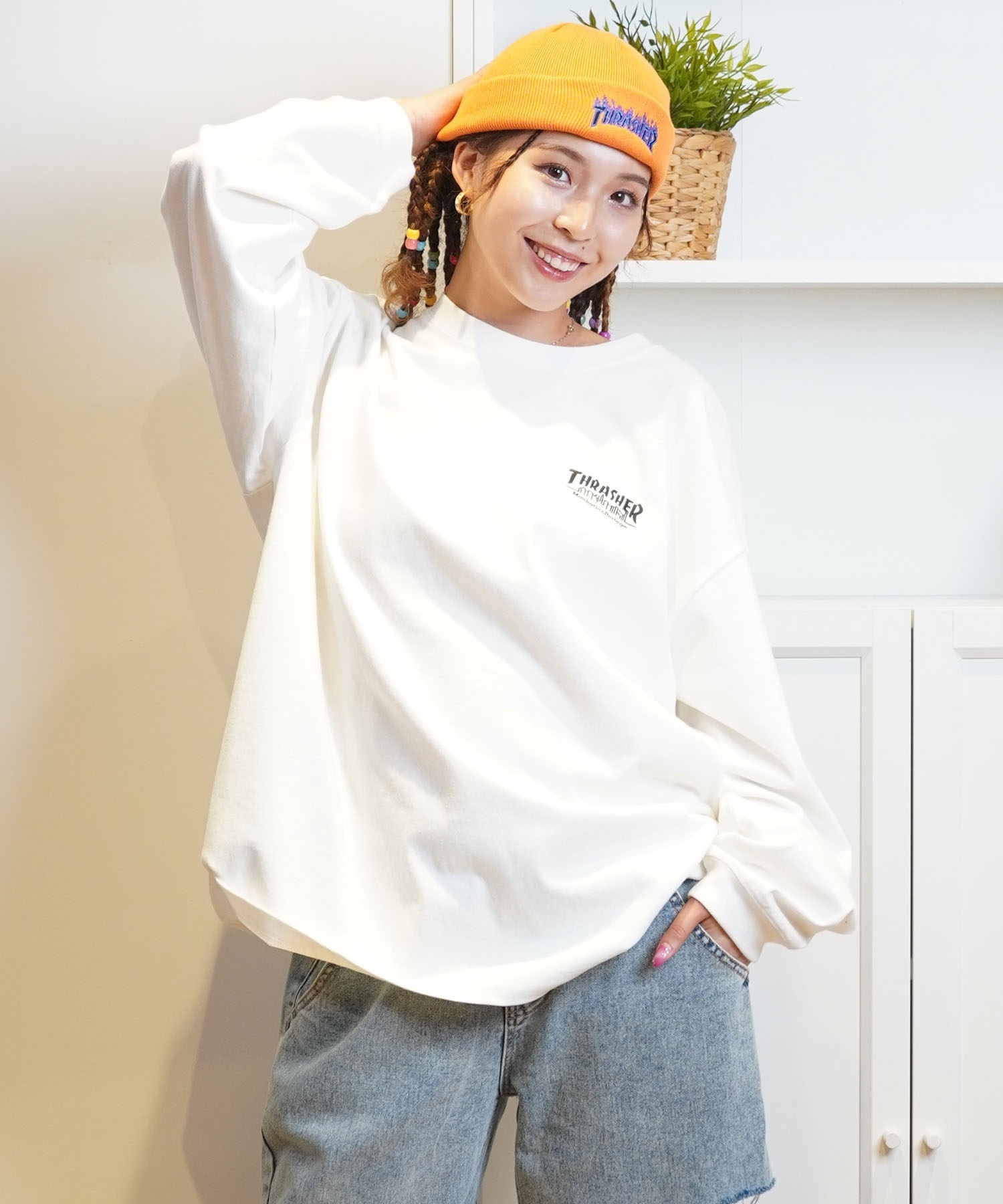tシャツ Manhattan Portage/マンハッタンポーテージ THRASHERコラボTシャツ オーバーサイズ MP-M584 レディース Manhattan Portage/マンハッタンポーテージTHRASHERコラボ T
