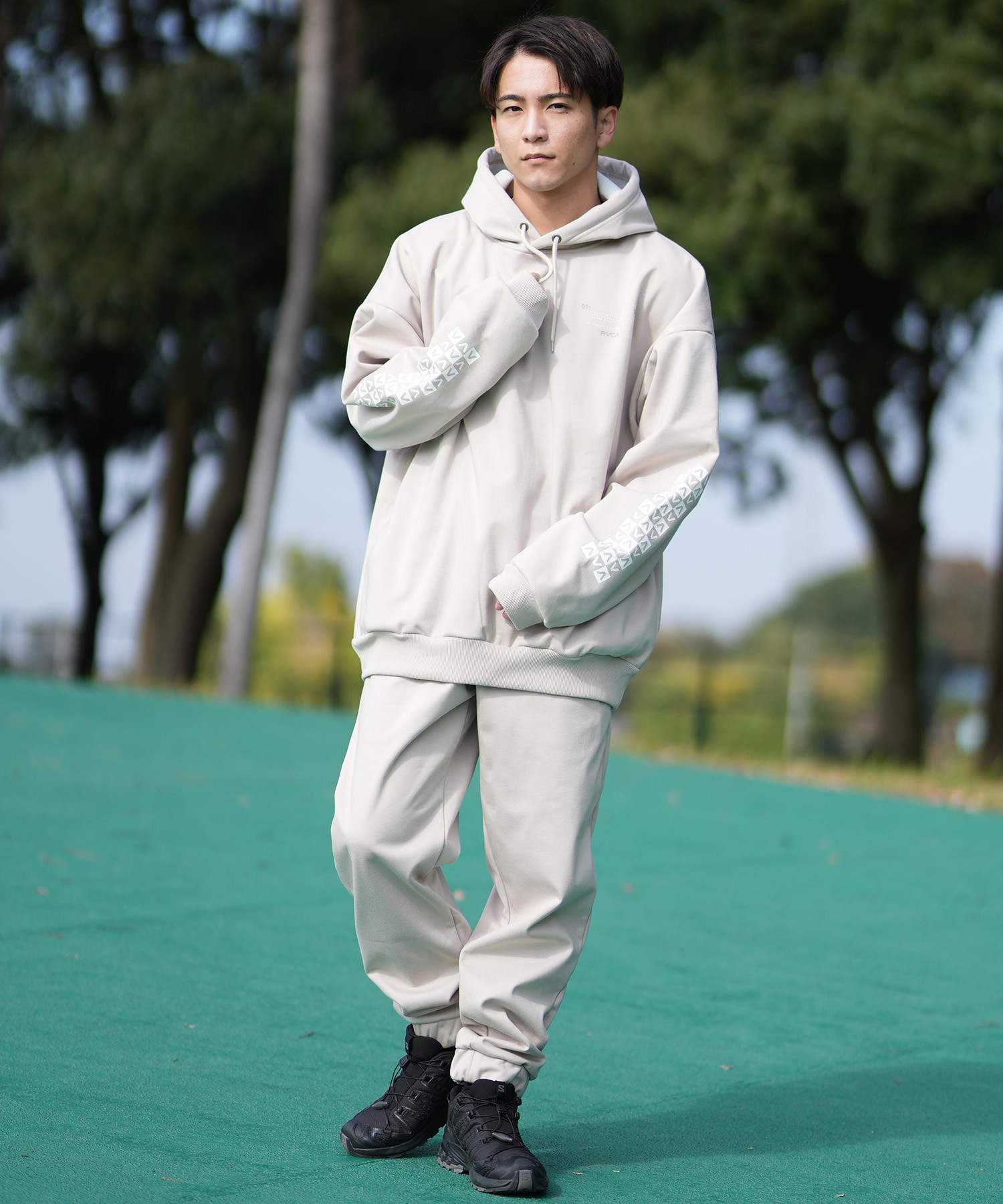 RVCA ルーカ パーカー プルオーバー メンズ スウェット フーディー 撥水 防風 裏起毛 セットアップ対応 BE04B-016(WGR-S)