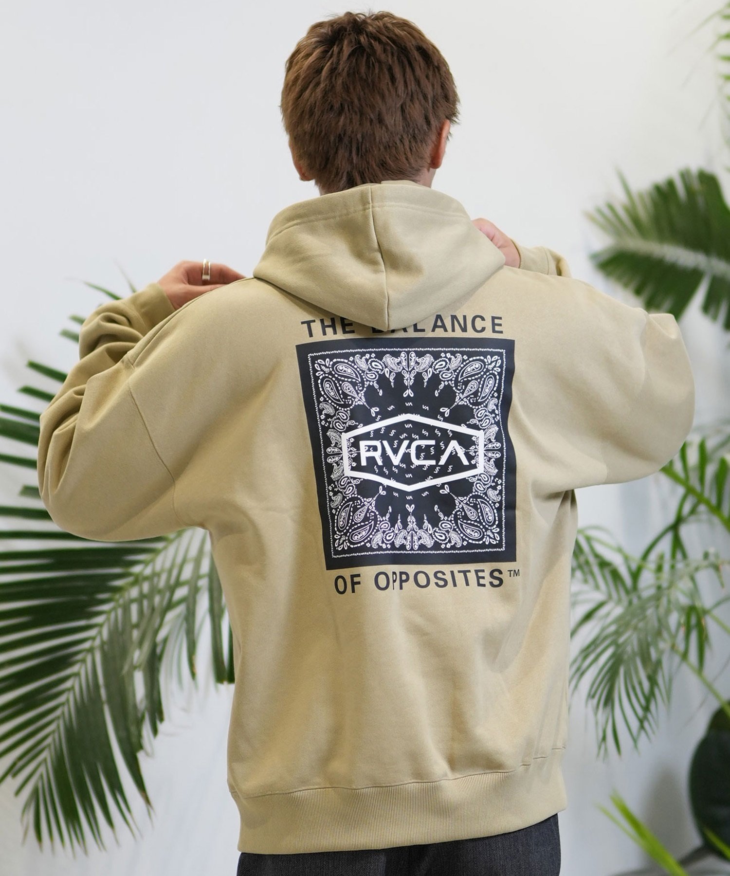 RVCA ルーカ パーカー プルオーバー メンズ バックプリント ペイズリー柄 裏起毛 BE042-P06 ムラサキスポーツ限定(KHA-S)