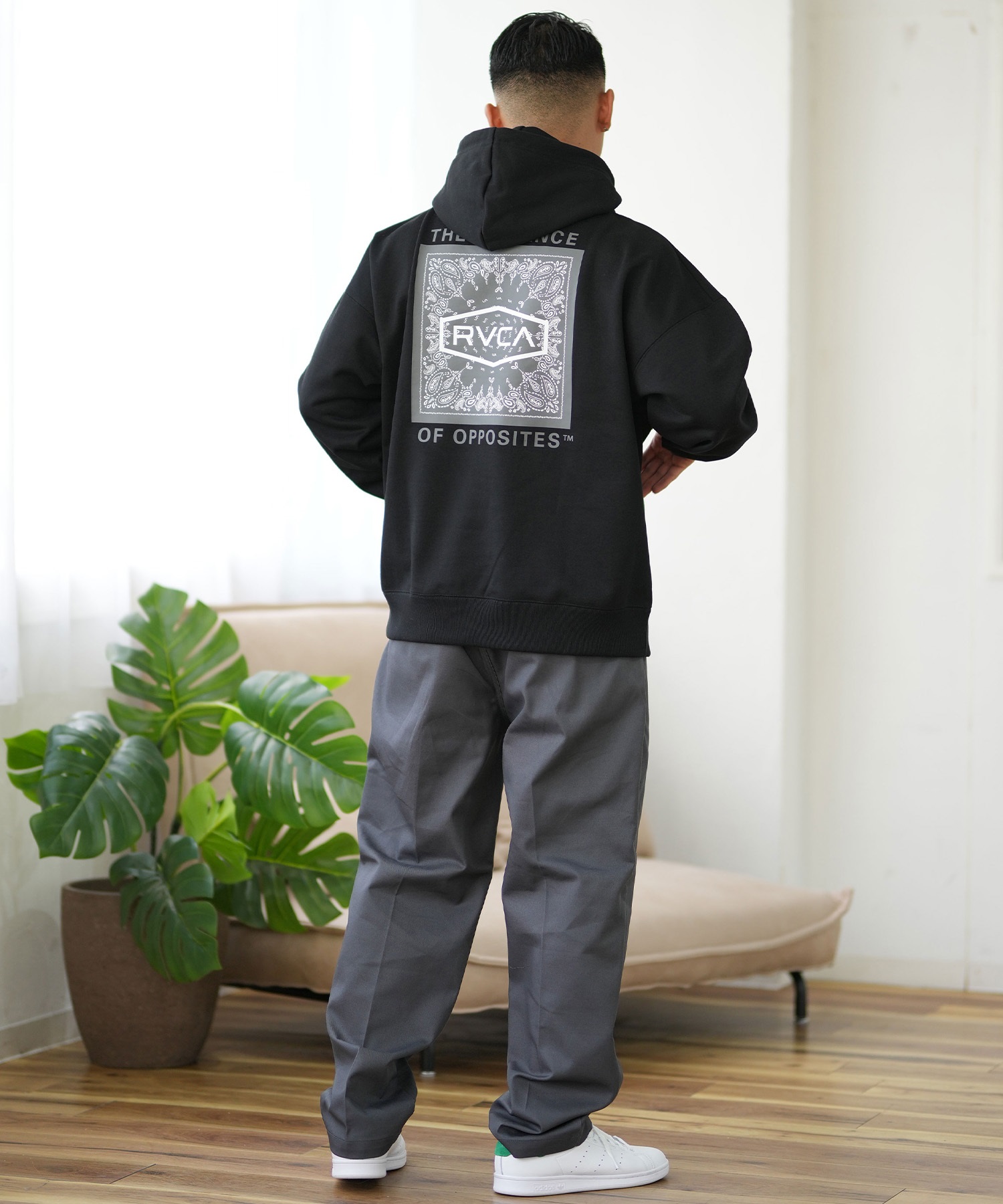 RVCA ルーカ パーカー プルオーバー メンズ バックプリント ペイズリー柄 裏起毛 BE042-P06 ムラサキスポーツ限定(KHA-S)