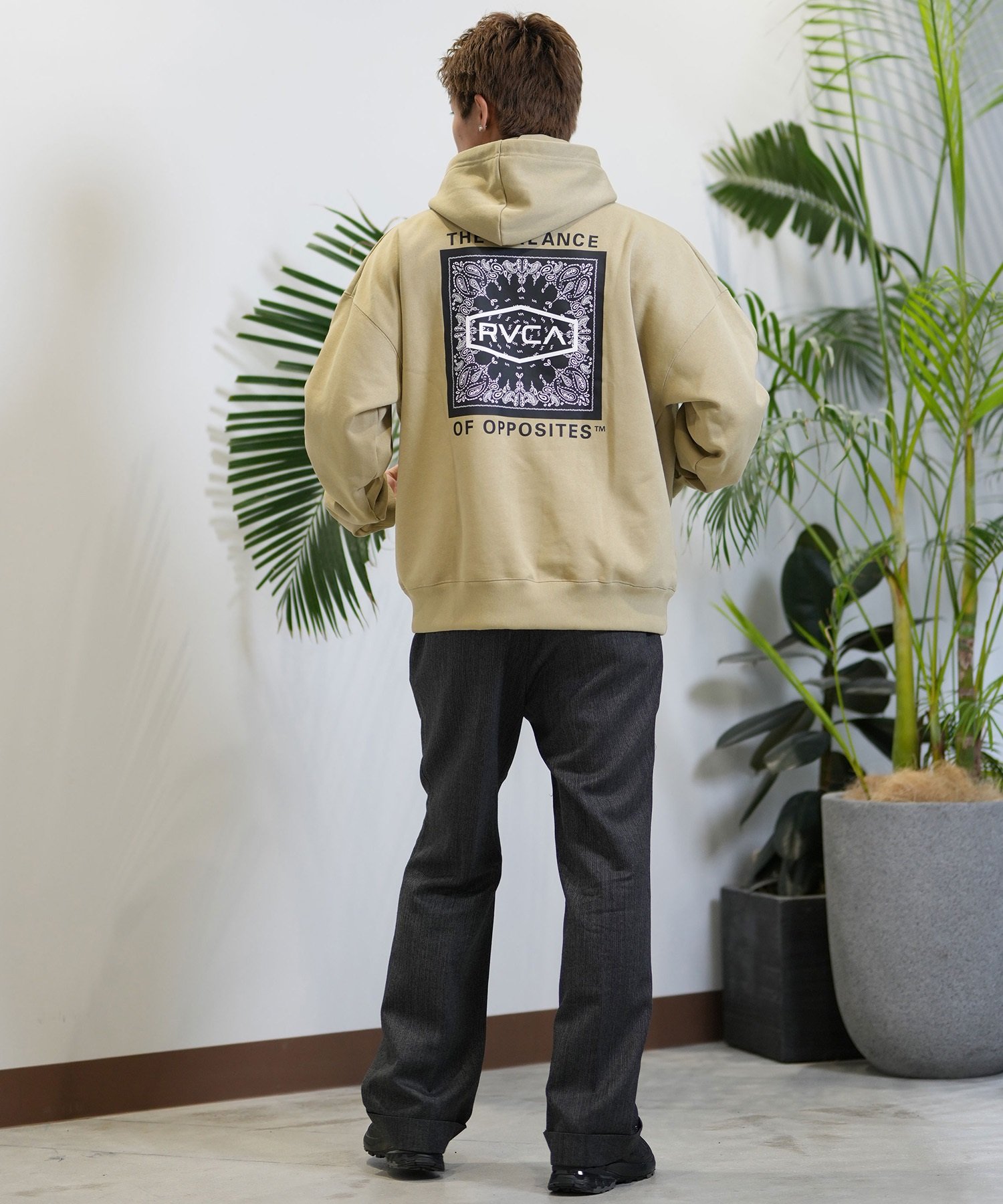 RVCA ルーカ パーカー プルオーバー メンズ バックプリント ペイズリー柄 裏起毛 BE042-P06 ムラサキスポーツ限定(KHA-S)