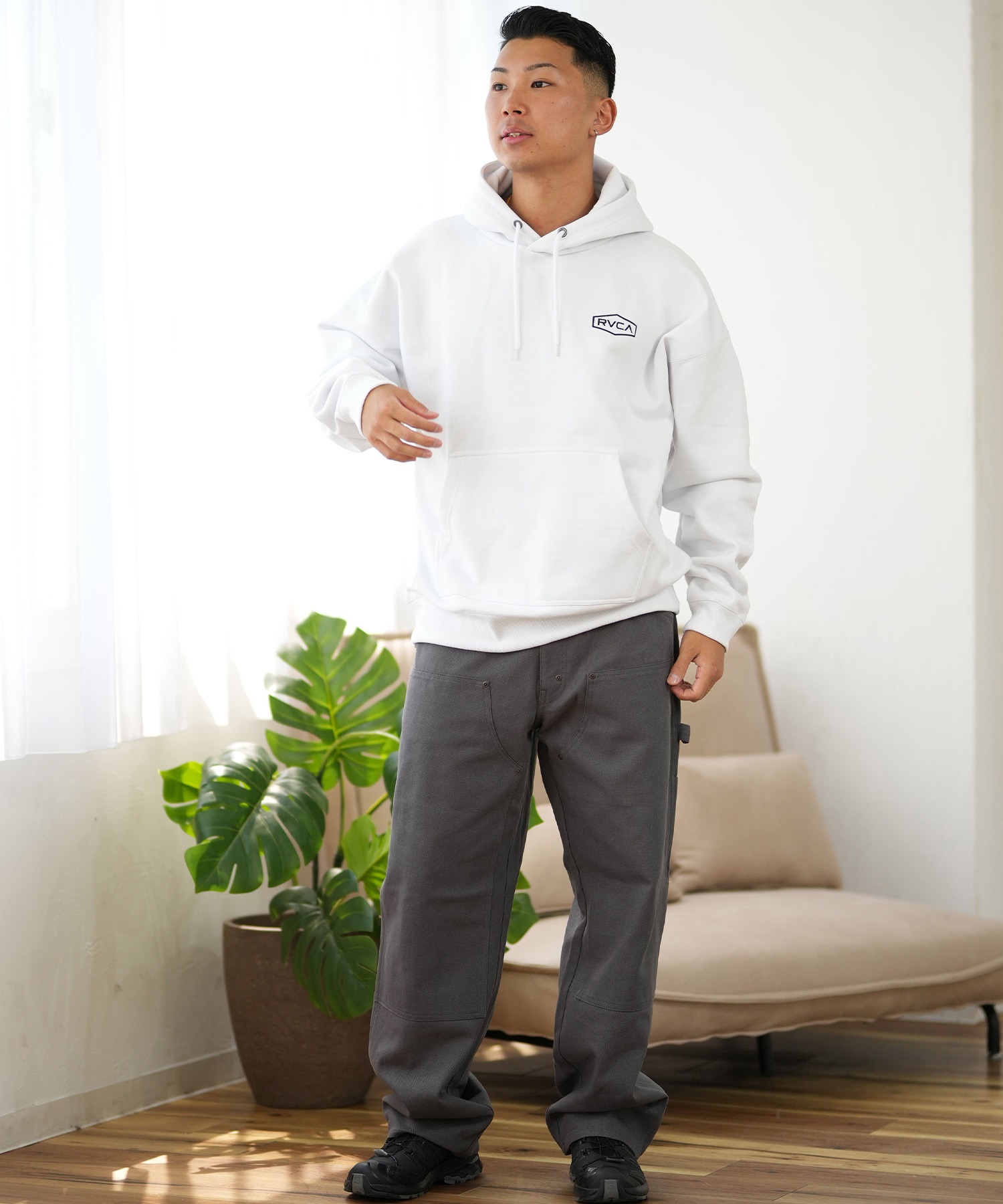RVCA ルーカ パーカー プルオーバー メンズ バックプリント ペイズリー柄 裏起毛 BE042-P06 ムラサキスポーツ限定(KHA-S)
