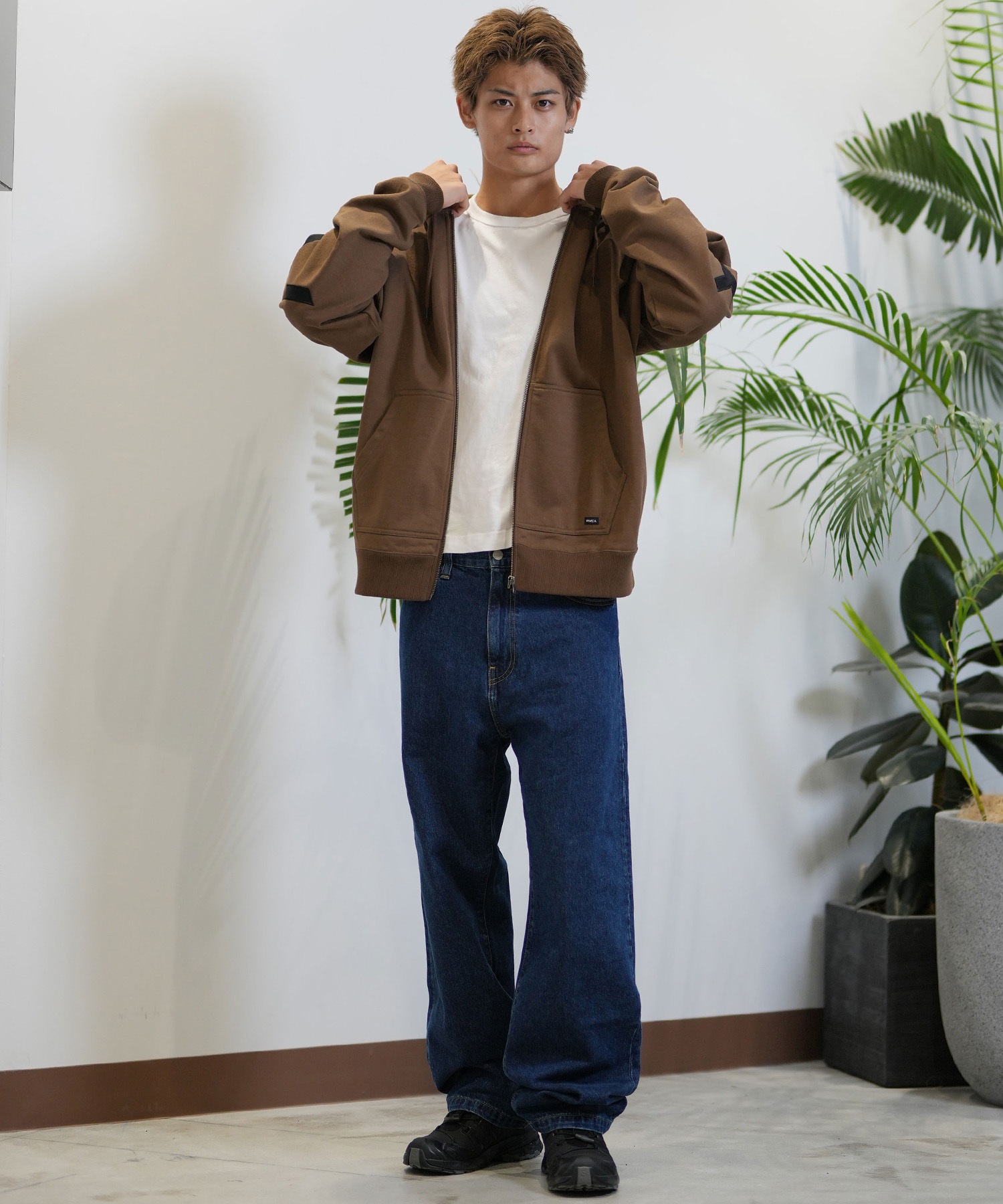 RVCA ルーカ パーカー ジップアップ メンズ ビッグロゴ バックプリント ルーズシルエット BE042-044(HGR-S)