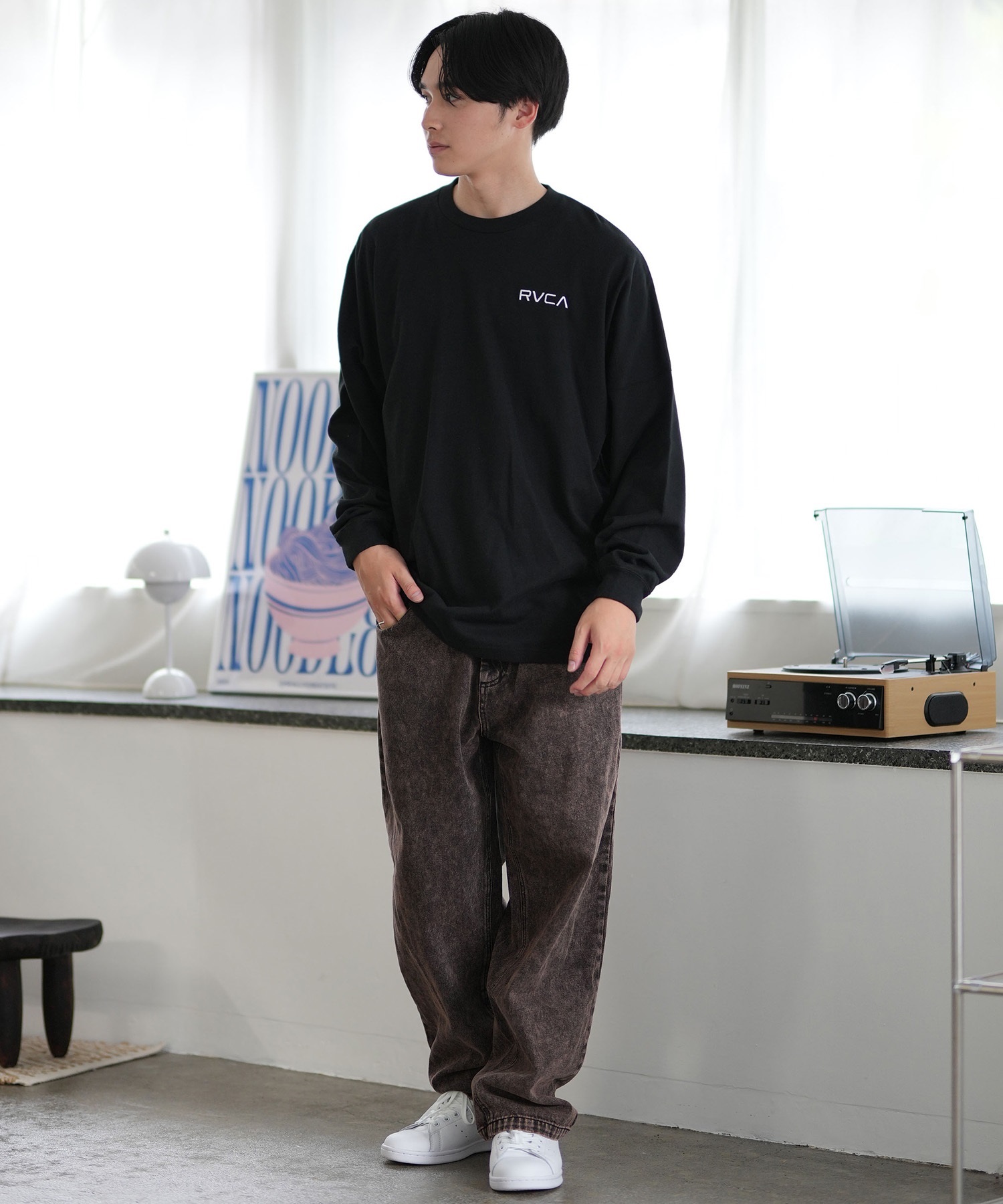 RVCA ルーカ 長袖 Tシャツ メンズ ロンT バックプリント チェッカー柄