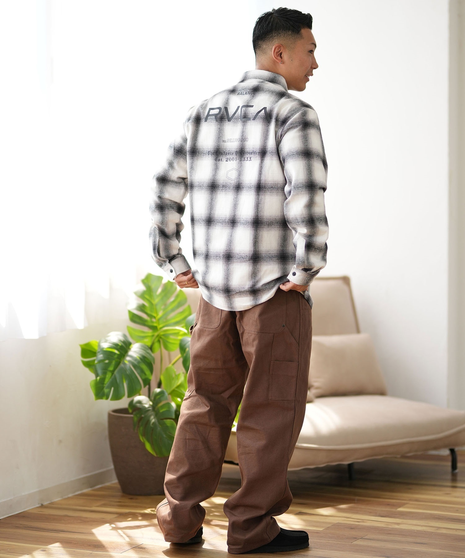 RVCA ルーカ 長袖 シャツ メンズ チェック ルーズシルエット
