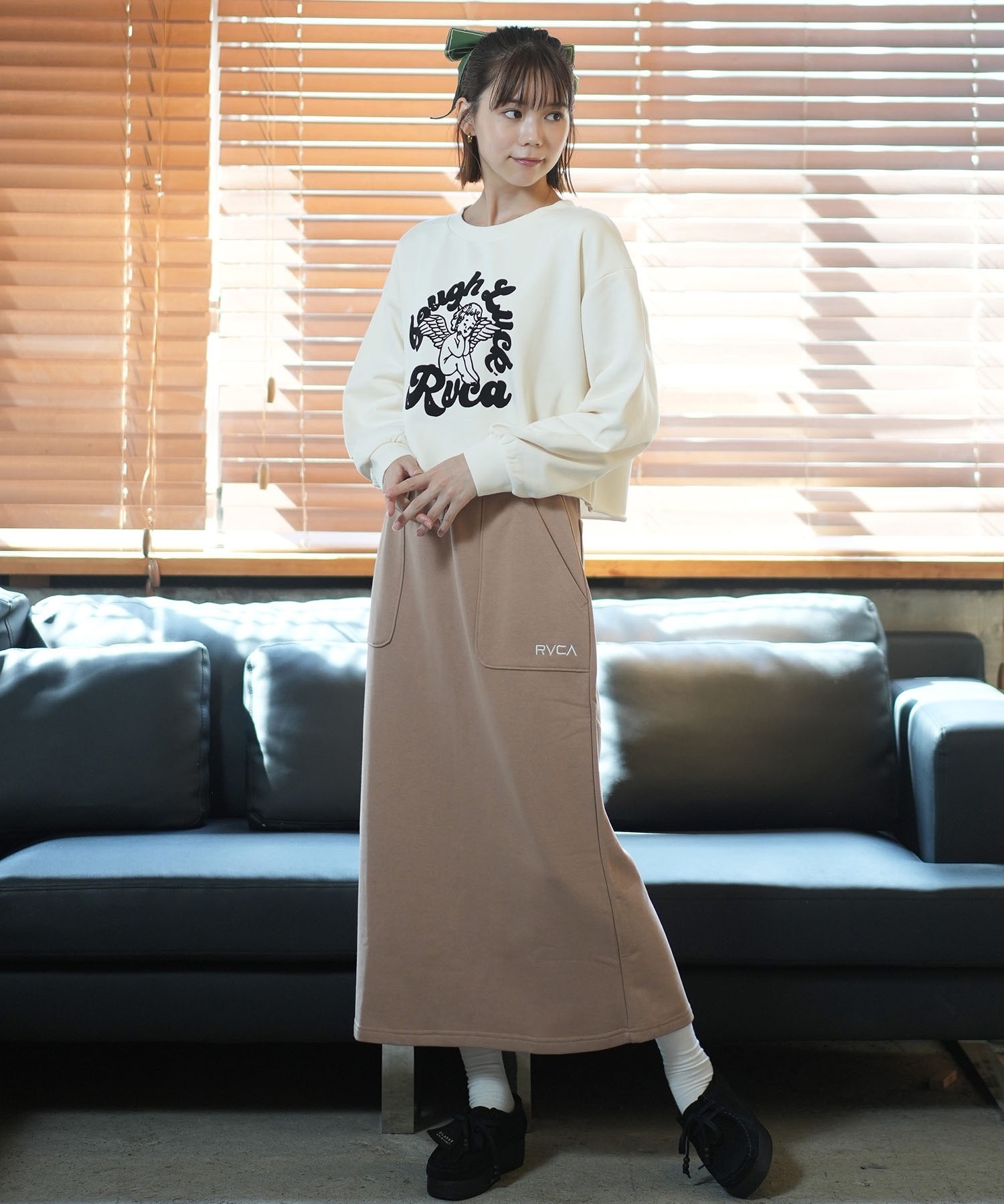 RVCA ルーカ スウェットスカート レディース ロングスカート スリット