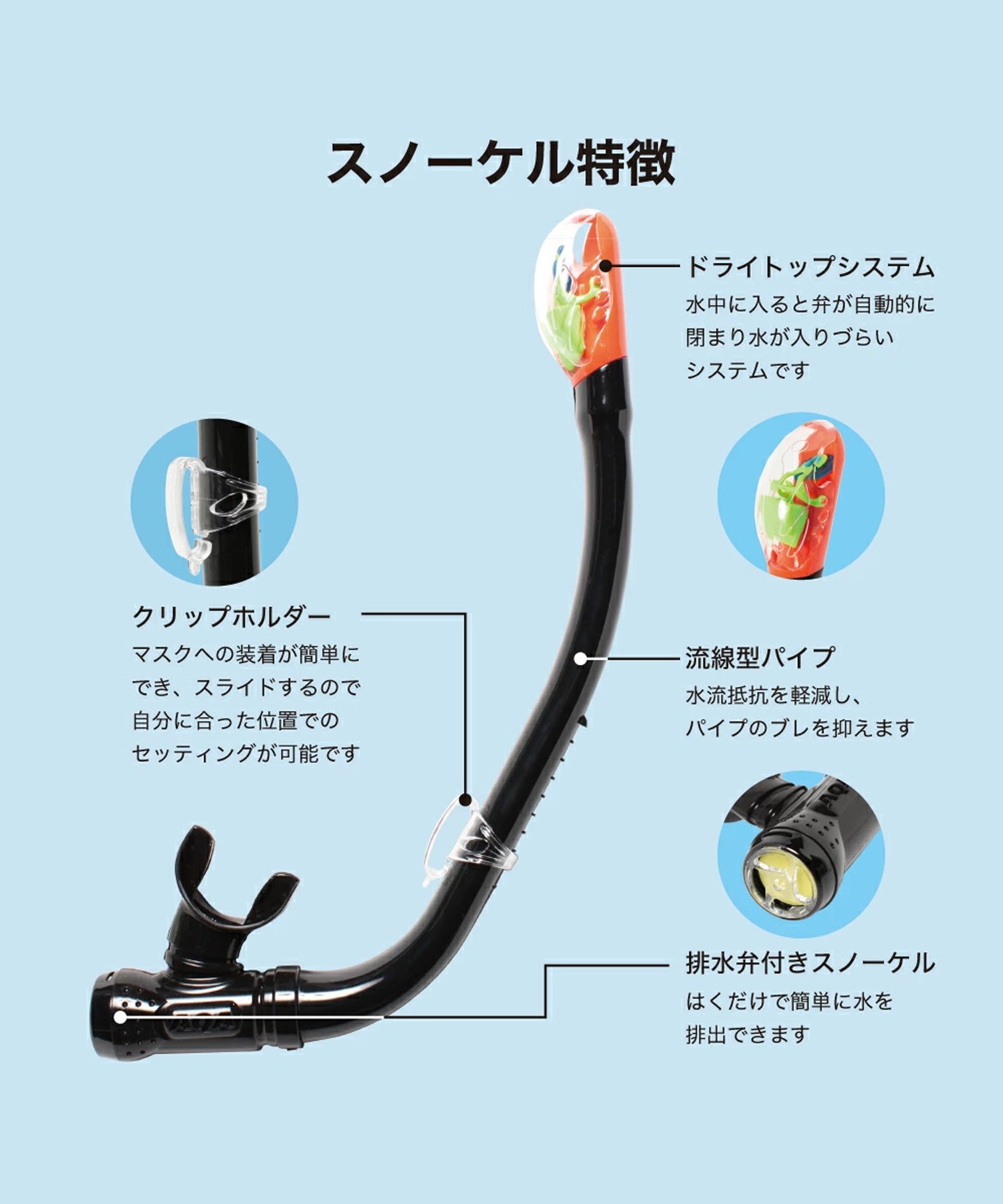 AQA エーキューエー マスク スノーケル メビウスライト & サミードライ