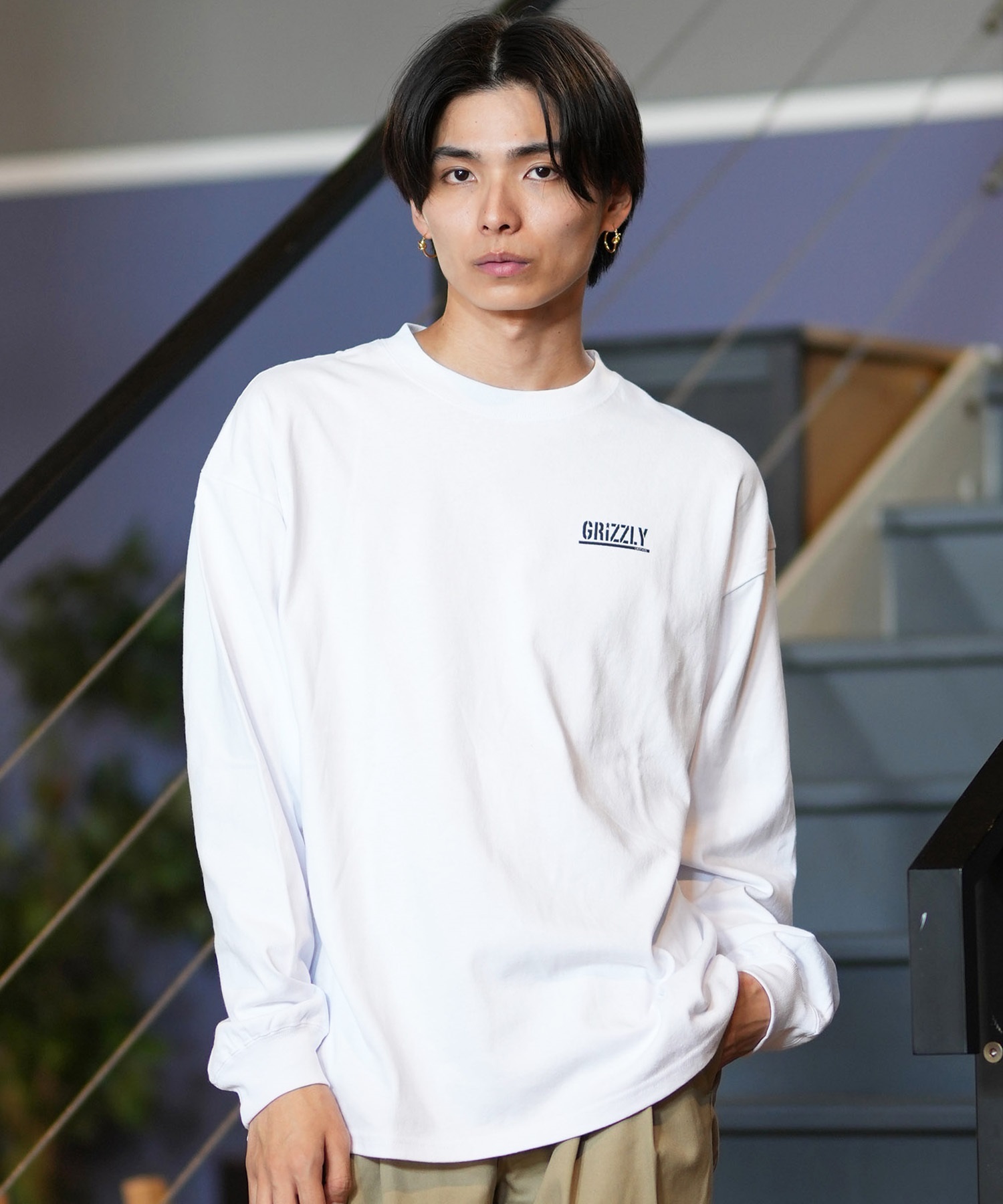 GRIZZLY グリズリー 長袖 Tシャツ メンズ ロンT バックプリント
