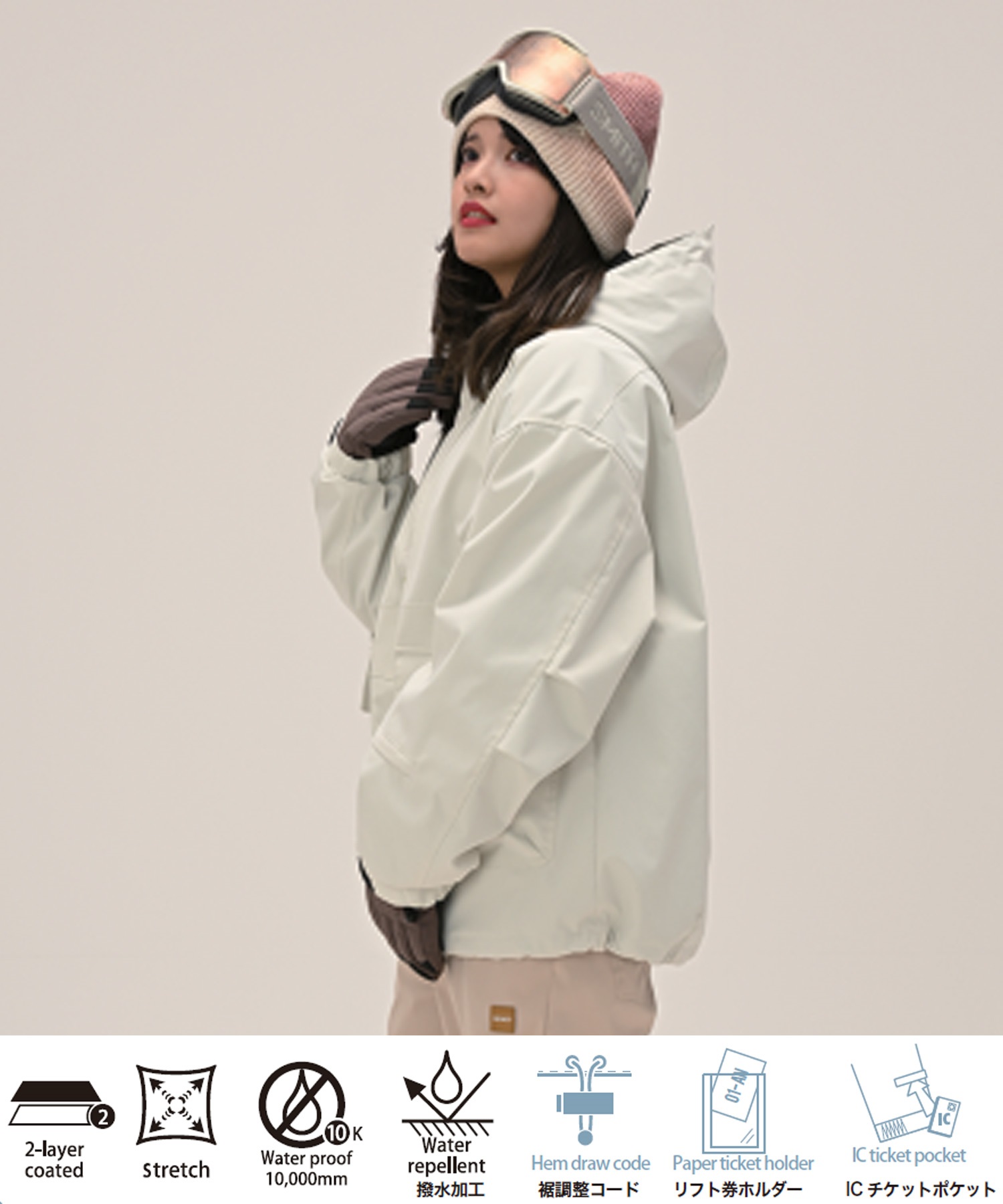 【早期購入/店頭受取対象外】6KNOT シックスノット スノーボード ウェア ジャケット レディース BOX ムラサキスポーツ 25-26モデル LL C28(OFWHT-S)