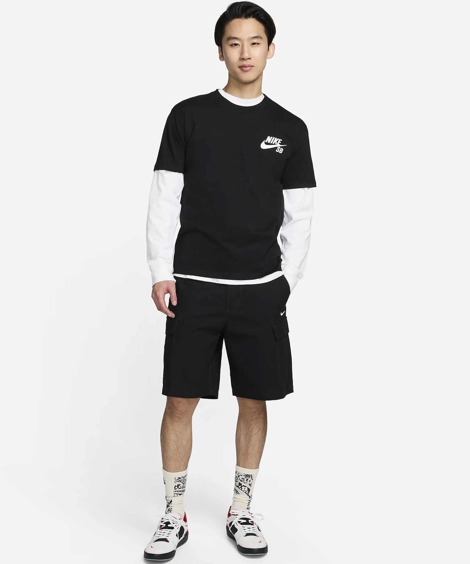 NIKE SB ナイキエスビー 半袖 Tシャツ メンズ クルーネック ワンポイント ロゴ スケートボード Tシャツ DC7818-010(010-M)