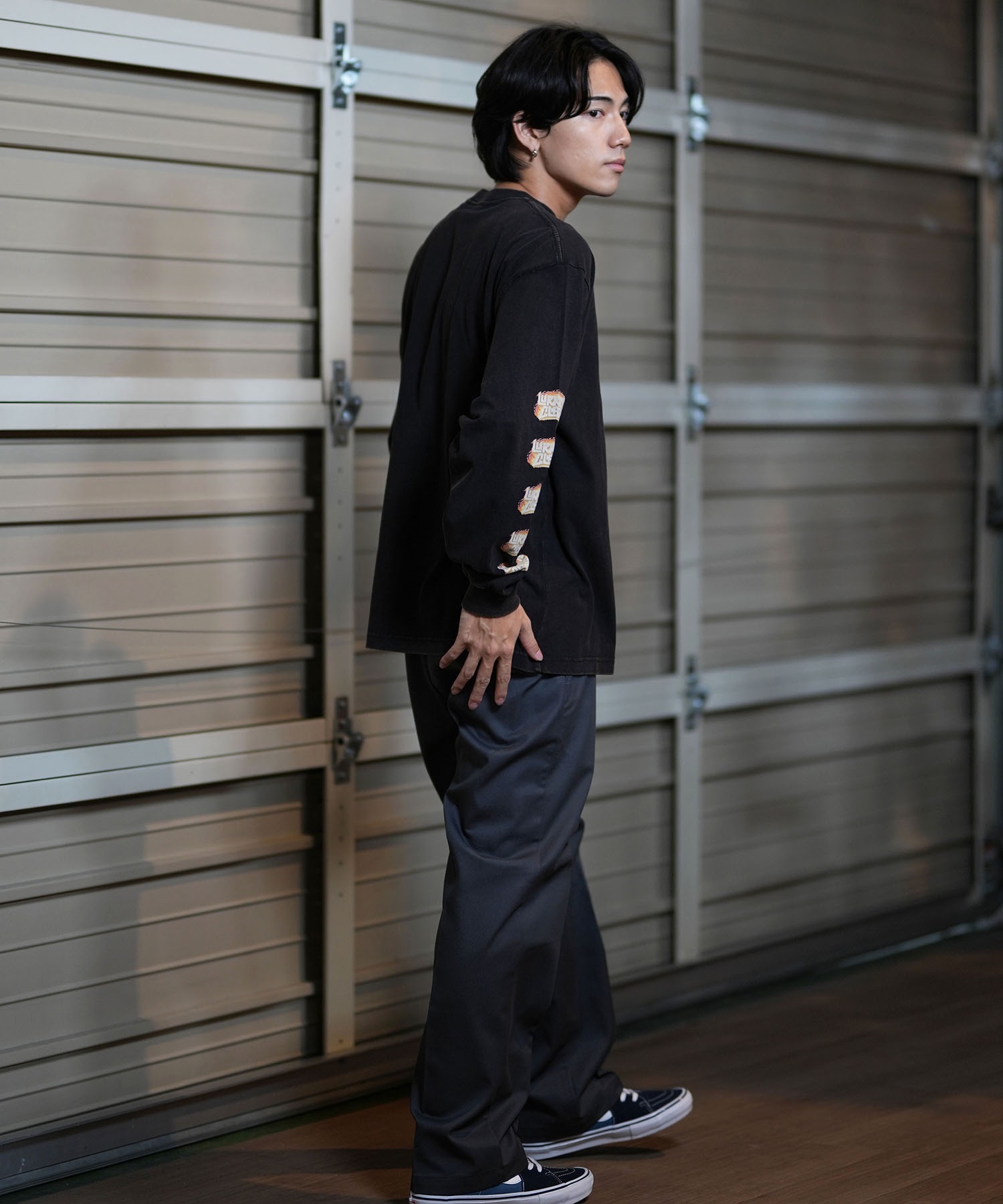 Clubhaus dynamic range 長袖ピステ　カーキ Aラインレギュラーカラー7分袖シャツ [JAPAN FABRIC]｜メンズ