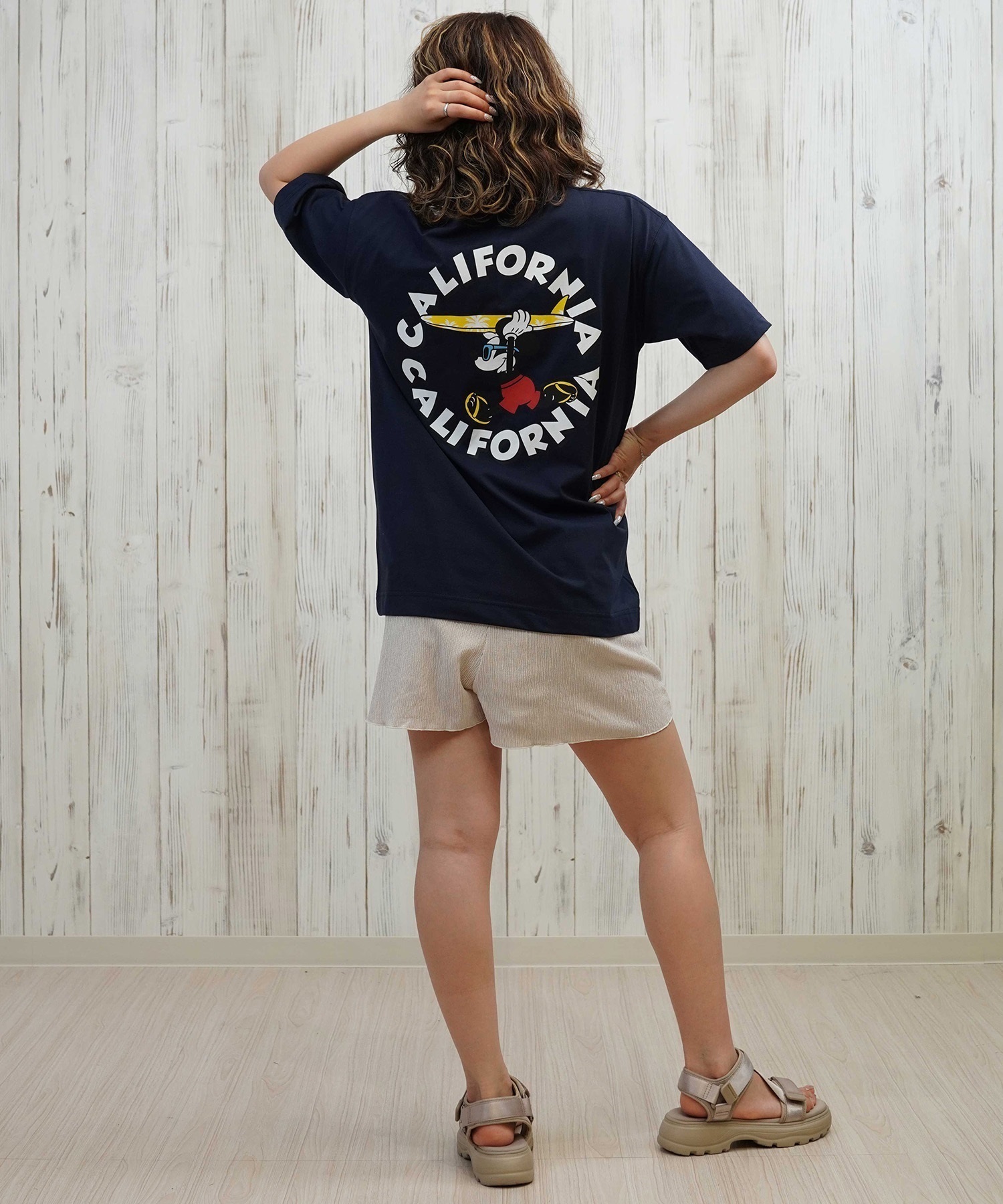 ANTIBAL アンティバル 水着 レディース ラッシュガード 半袖 Tシャツ ミッキーマウス 水陸両用 UVカット 253AN2ST570(BLK-FREE)