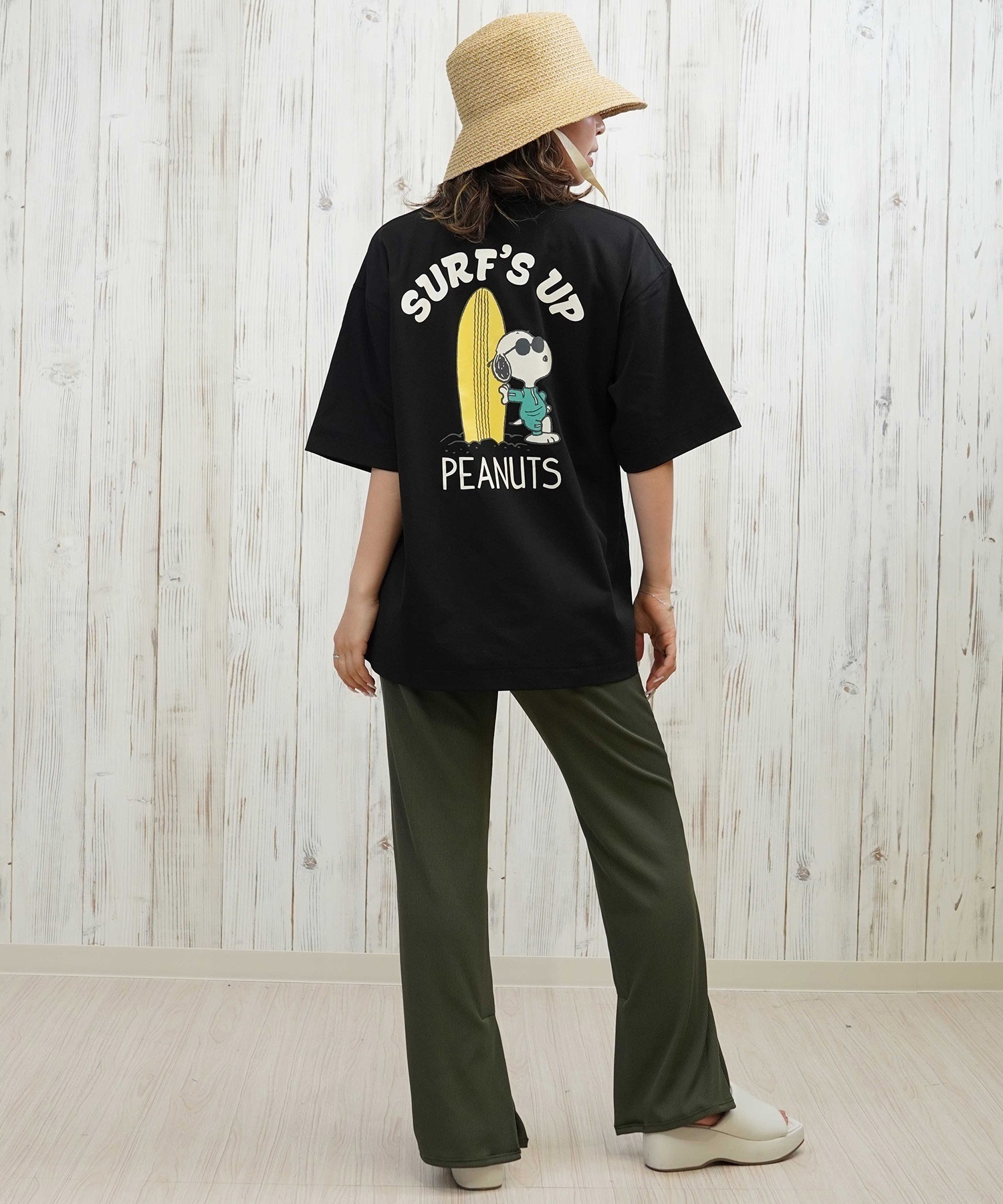 ANTIBAL アンティバル 水着 レディース ラッシュガード 半袖 Tシャツ スヌーピー 水陸両用 UVカット 253AN2ST640(BLK-FREE)
