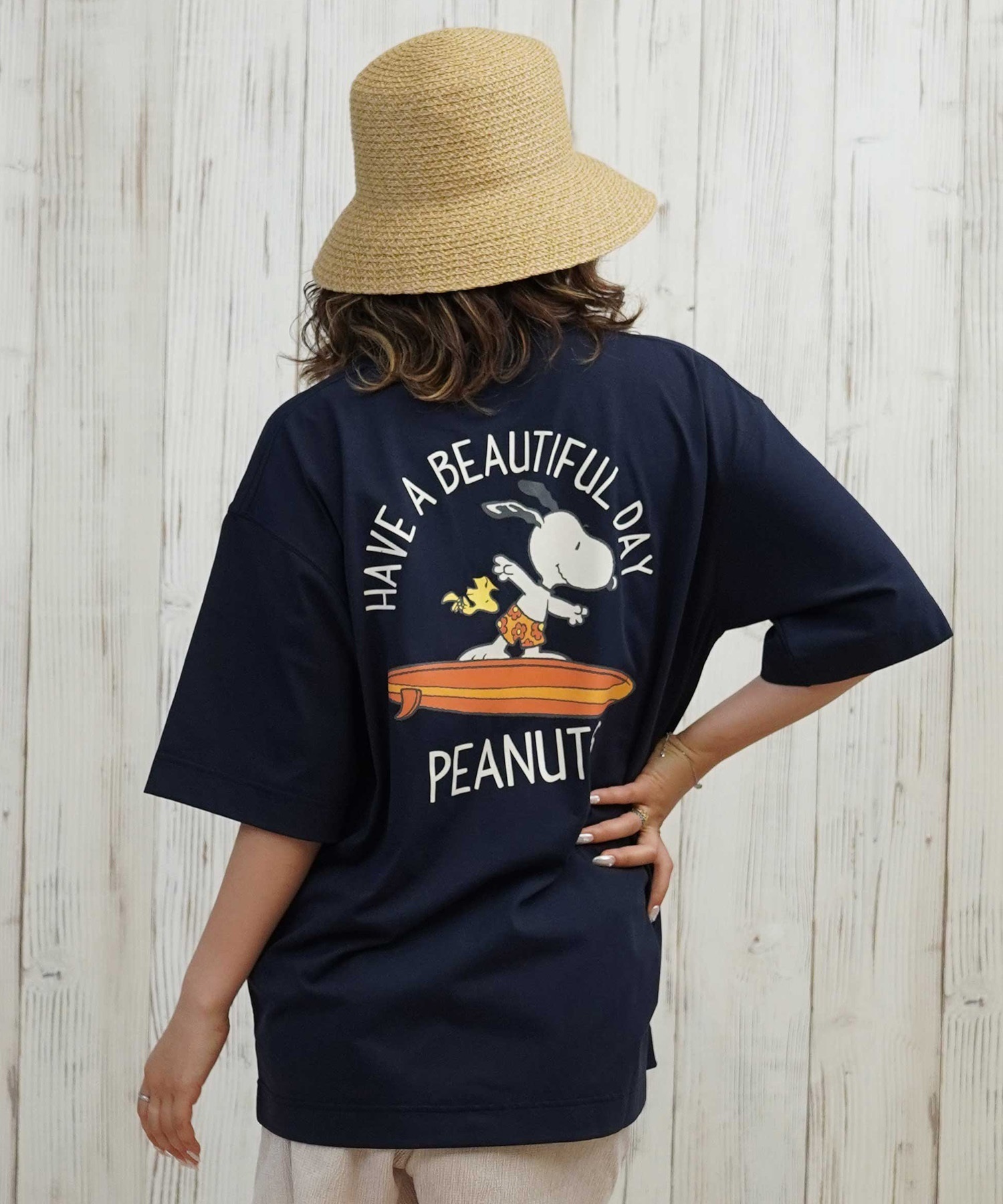 ANTIBAL アンティバル 水着 レディース ラッシュガード 半袖 Tシャツ スヌーピー 水陸両用 UVカット 253AN2ST642(BLK-FREE)