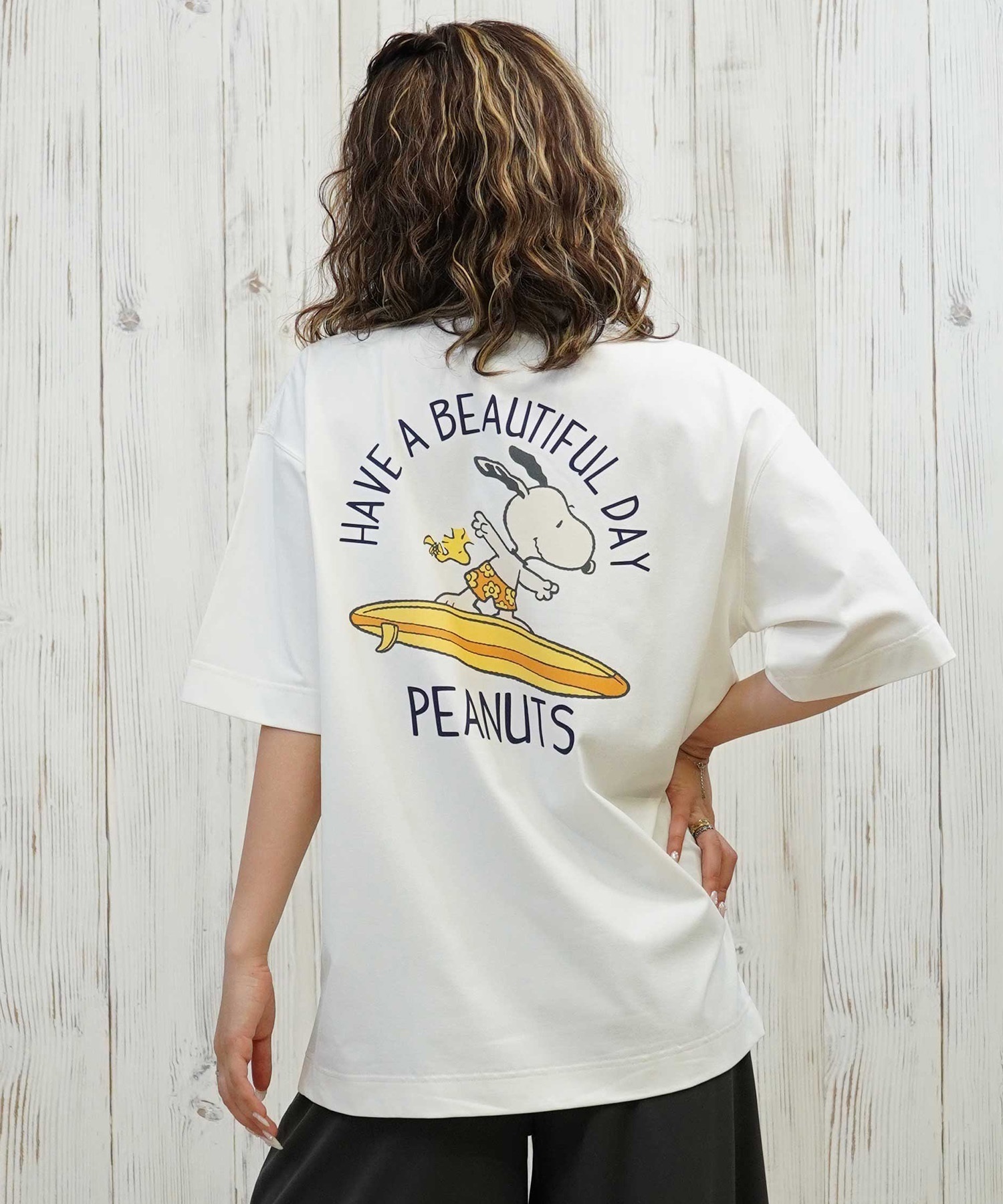 ANTIBAL アンティバル 水着 レディース ラッシュガード 半袖 Tシャツ スヌーピー 水陸両用 UVカット 253AN2ST642(BLK-FREE)