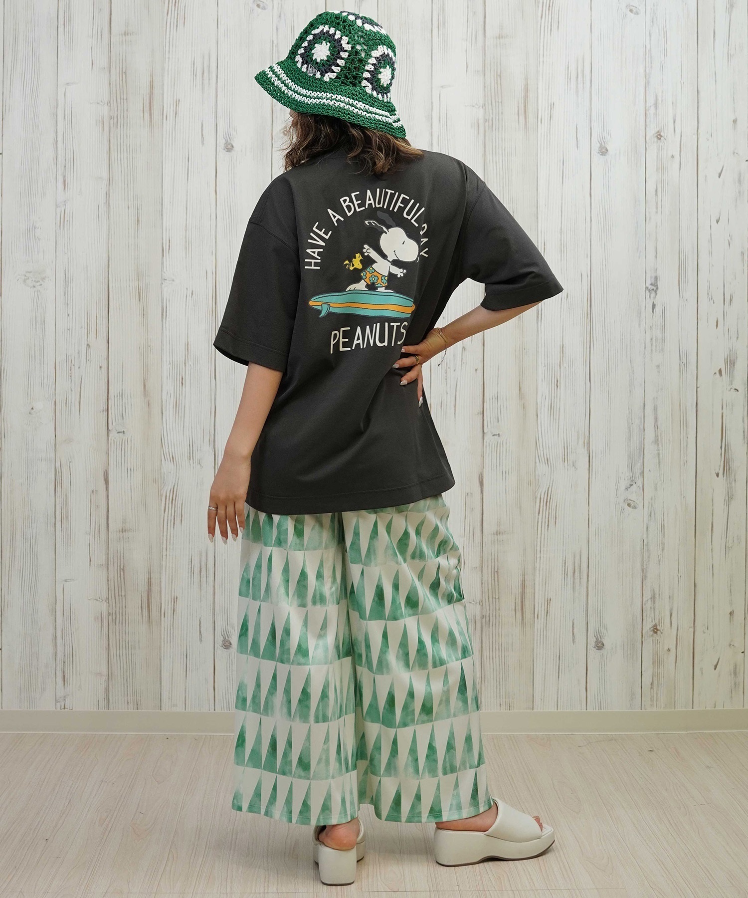 ANTIBAL アンティバル 水着 レディース ラッシュガード 半袖 Tシャツ スヌーピー 水陸両用 UVカット 253AN2ST642(BLK-FREE)