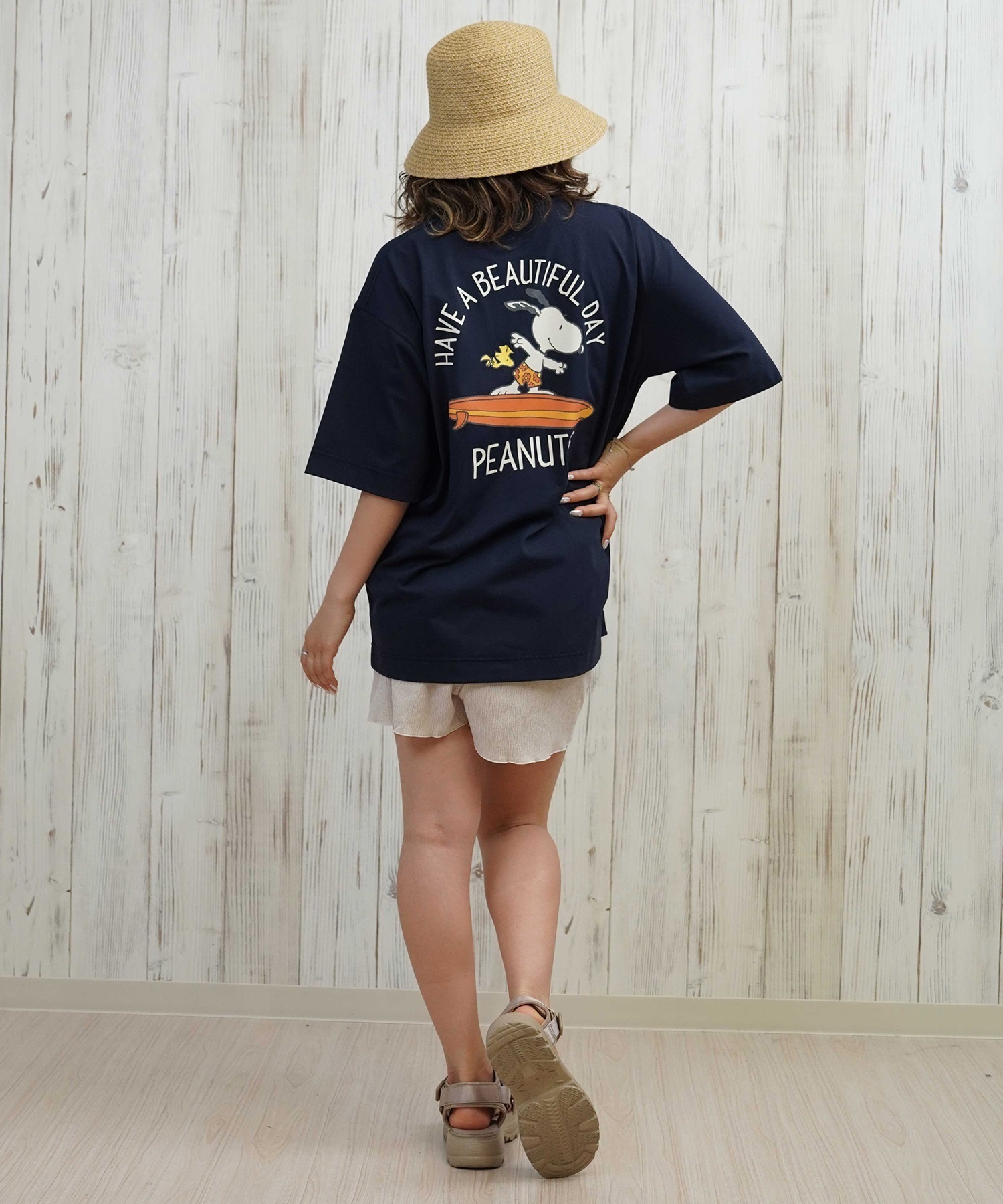 ANTIBAL アンティバル 水着 レディース ラッシュガード 半袖 Tシャツ スヌーピー 水陸両用 UVカット 253AN2ST642(BLK-FREE)