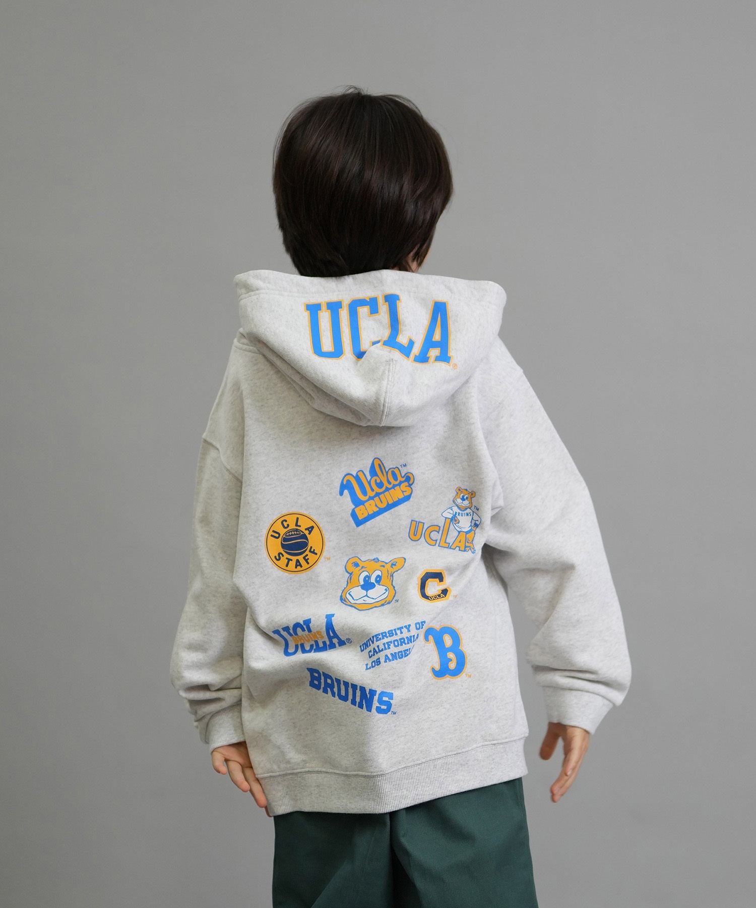 ANTIBAL アンティバル プルオーバー パーカー キッズ ジュニア 子供 UCLA スウェット フーディー ロゴ バックプリント 裏毛 254AN3PK115 ムラサキスポーツ限定(WHT-130cm)