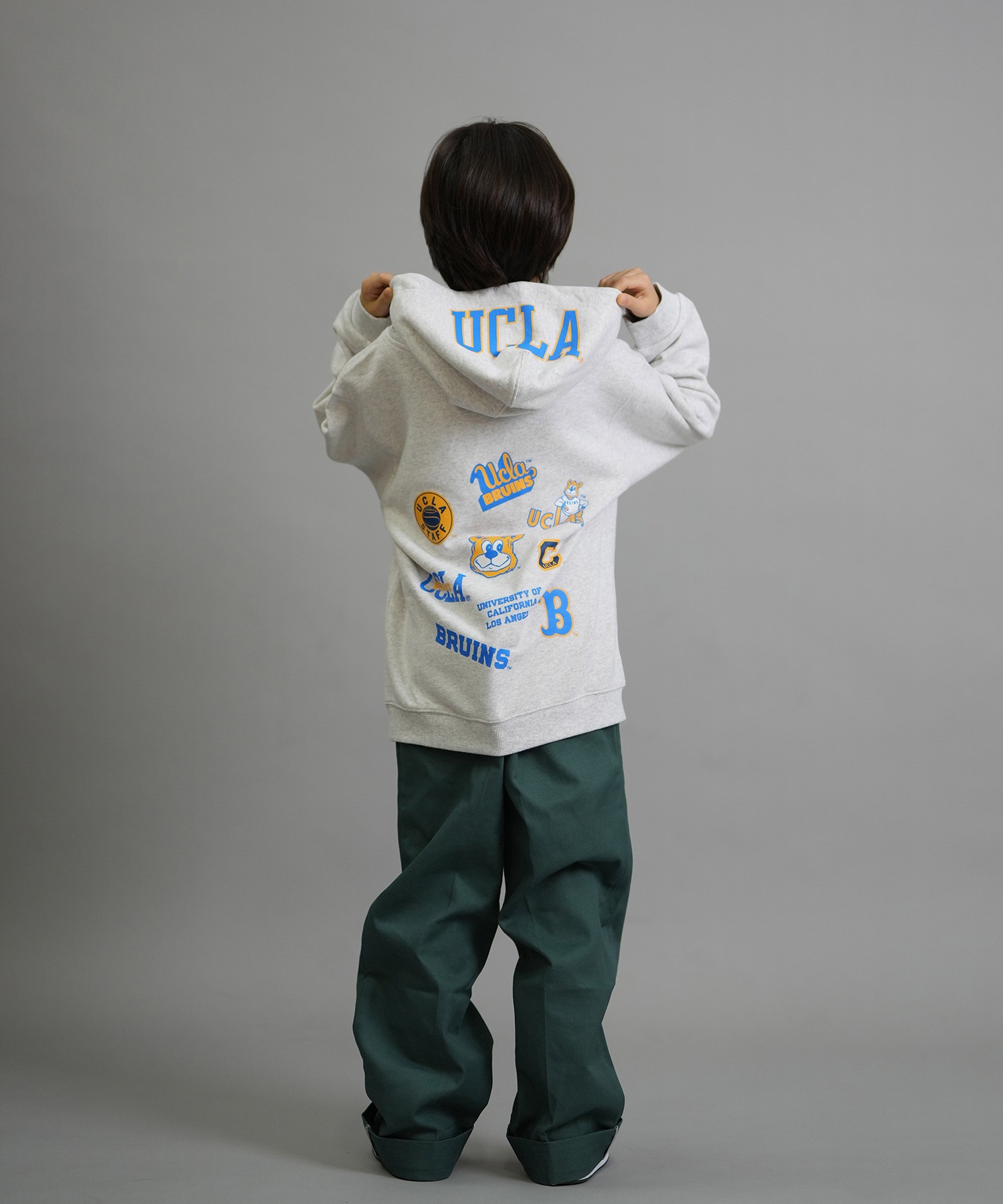 ANTIBAL アンティバル プルオーバー パーカー キッズ ジュニア 子供 UCLA スウェット フーディー ロゴ バックプリント 裏毛 254AN3PK115 ムラサキスポーツ限定(WHT-130cm)