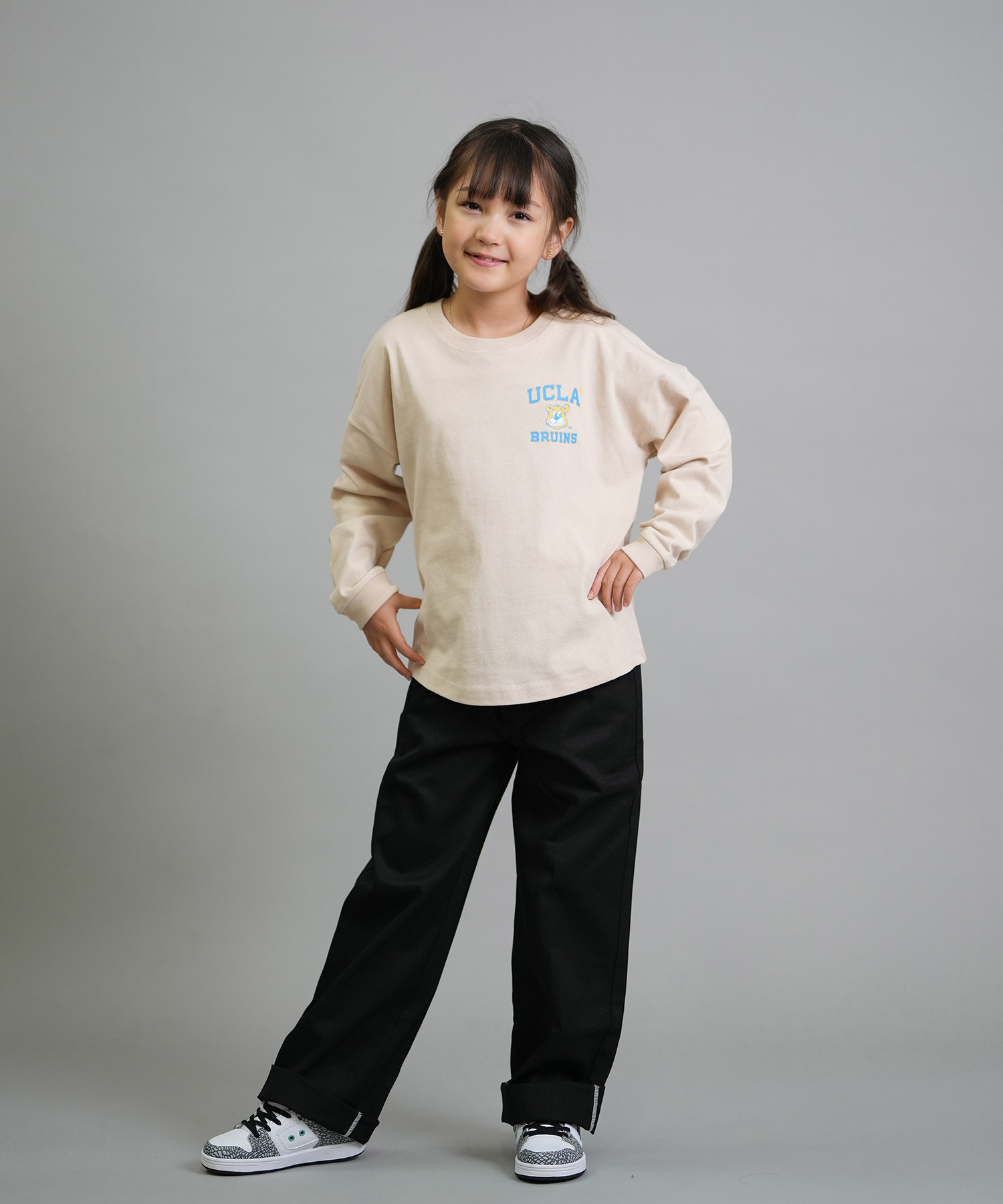 ANTIBAL アンティバル 長袖 Tシャツ ロンT キッズ ジュニア 子供 UCLA バックプリント 254AN3LT217 ムラサキスポーツ限定(WHT-130cm)