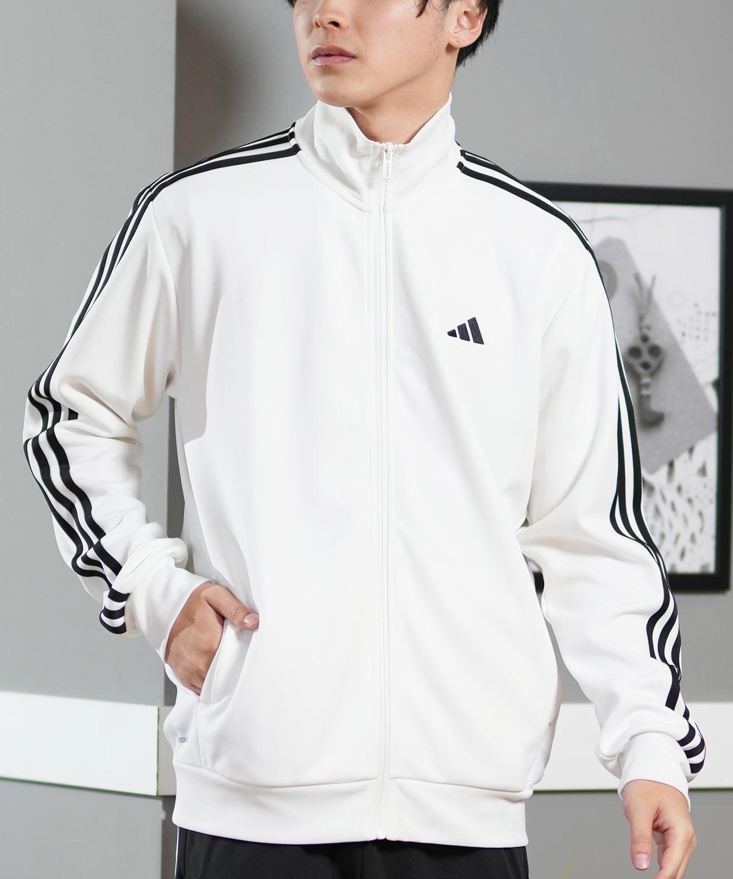 adidas ジャージジャケット ホワイト ストライプ