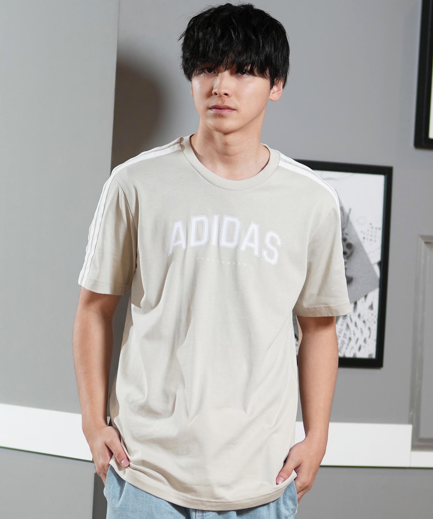 adidas アディダス 半袖 Tシャツ メンズ スリーストライプ 吸水速乾