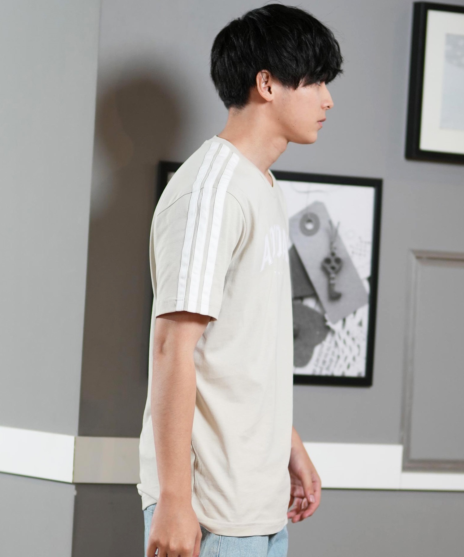 adidas アディダス 半袖 Tシャツ メンズ スリーストライプ 吸水速乾