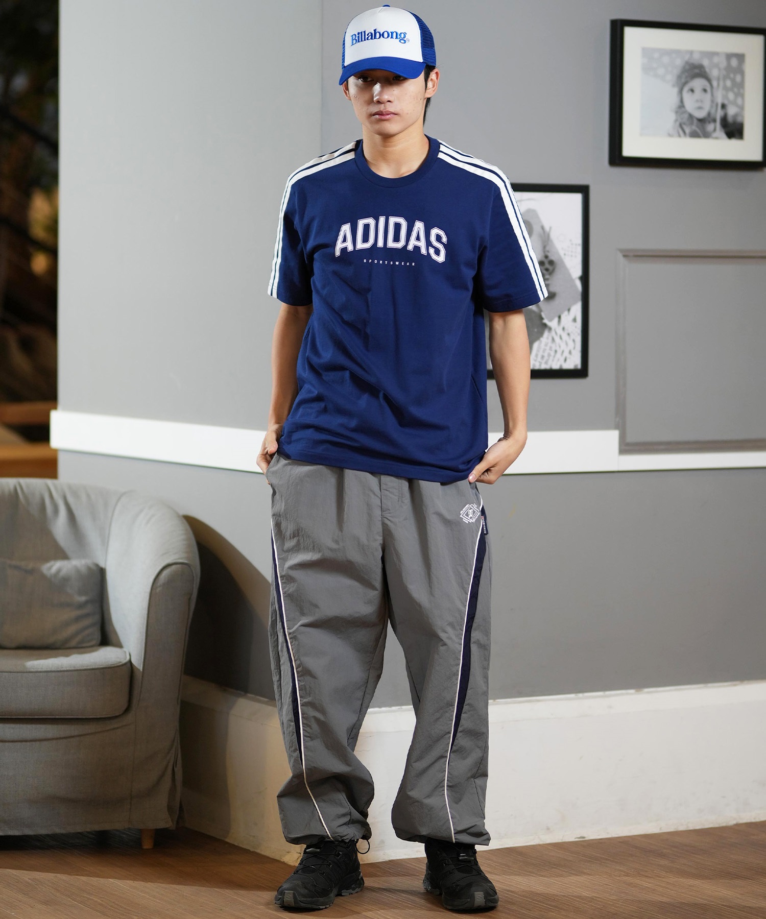 adidas アディダス 半袖 Tシャツ メンズ スリーストライプ 吸水速乾