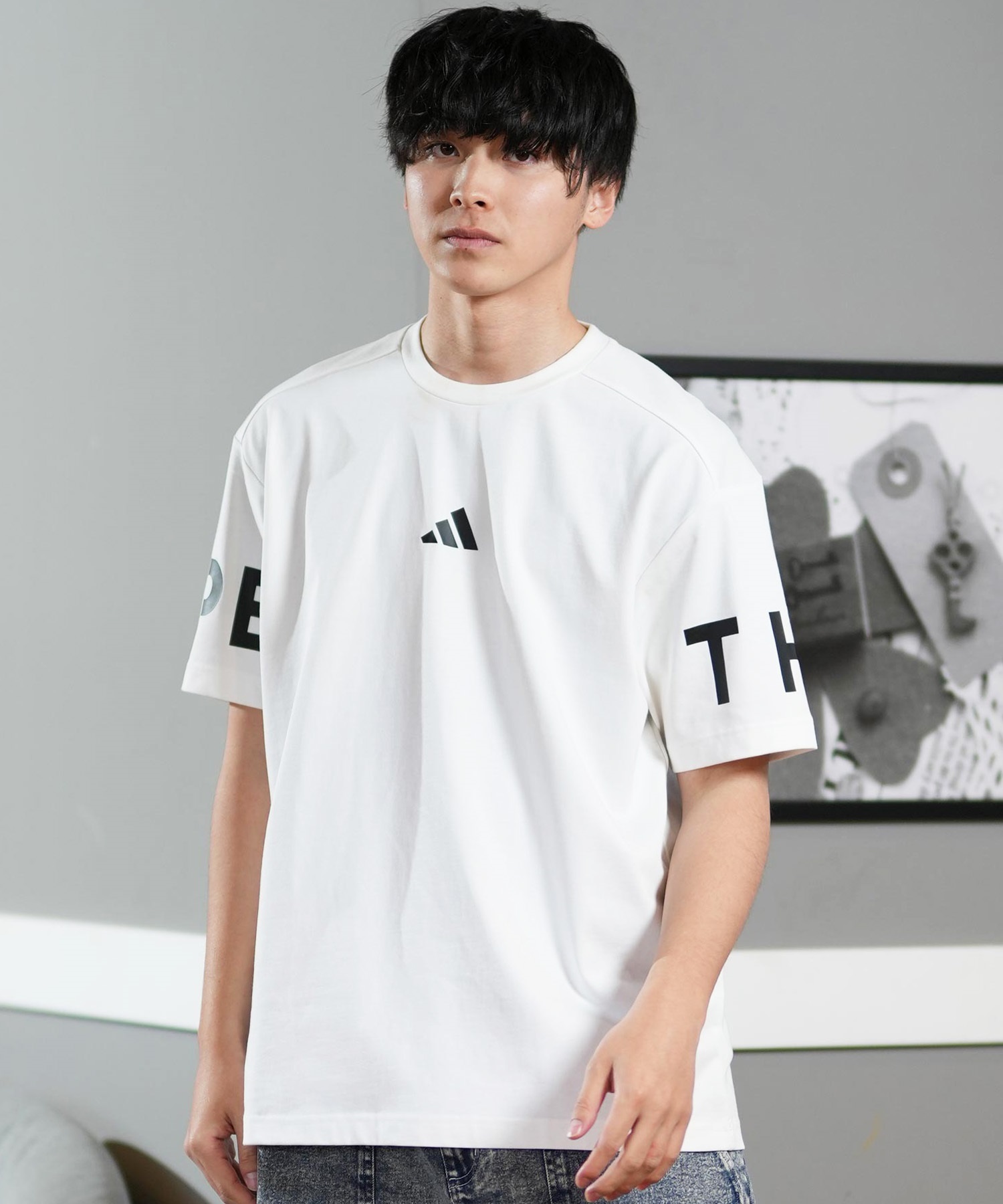adidas アディダス 半袖 Tシャツ メンズ バックプリント スリー
