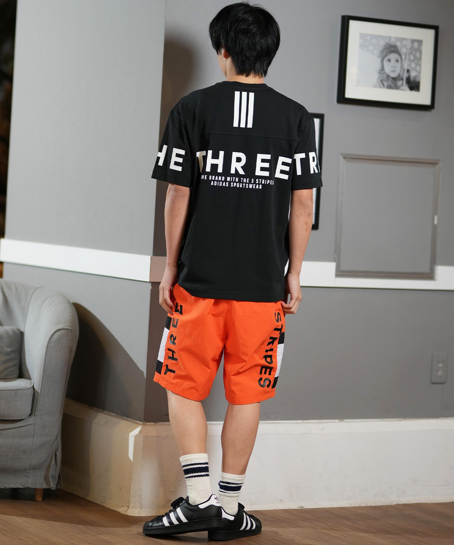 adidas アディダス 半袖 Tシャツ メンズ バックプリント スリー