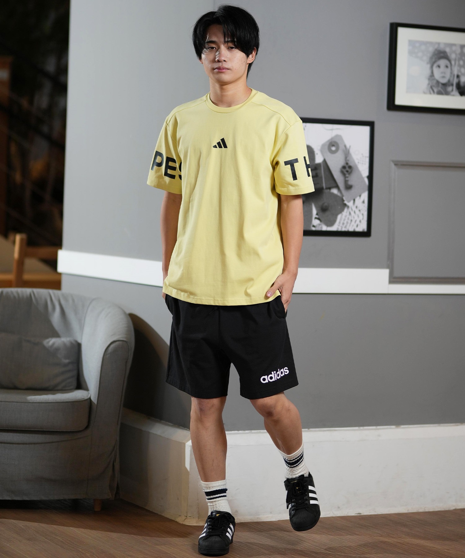 adidas アディダス 半袖 Tシャツ メンズ バックプリント スリー