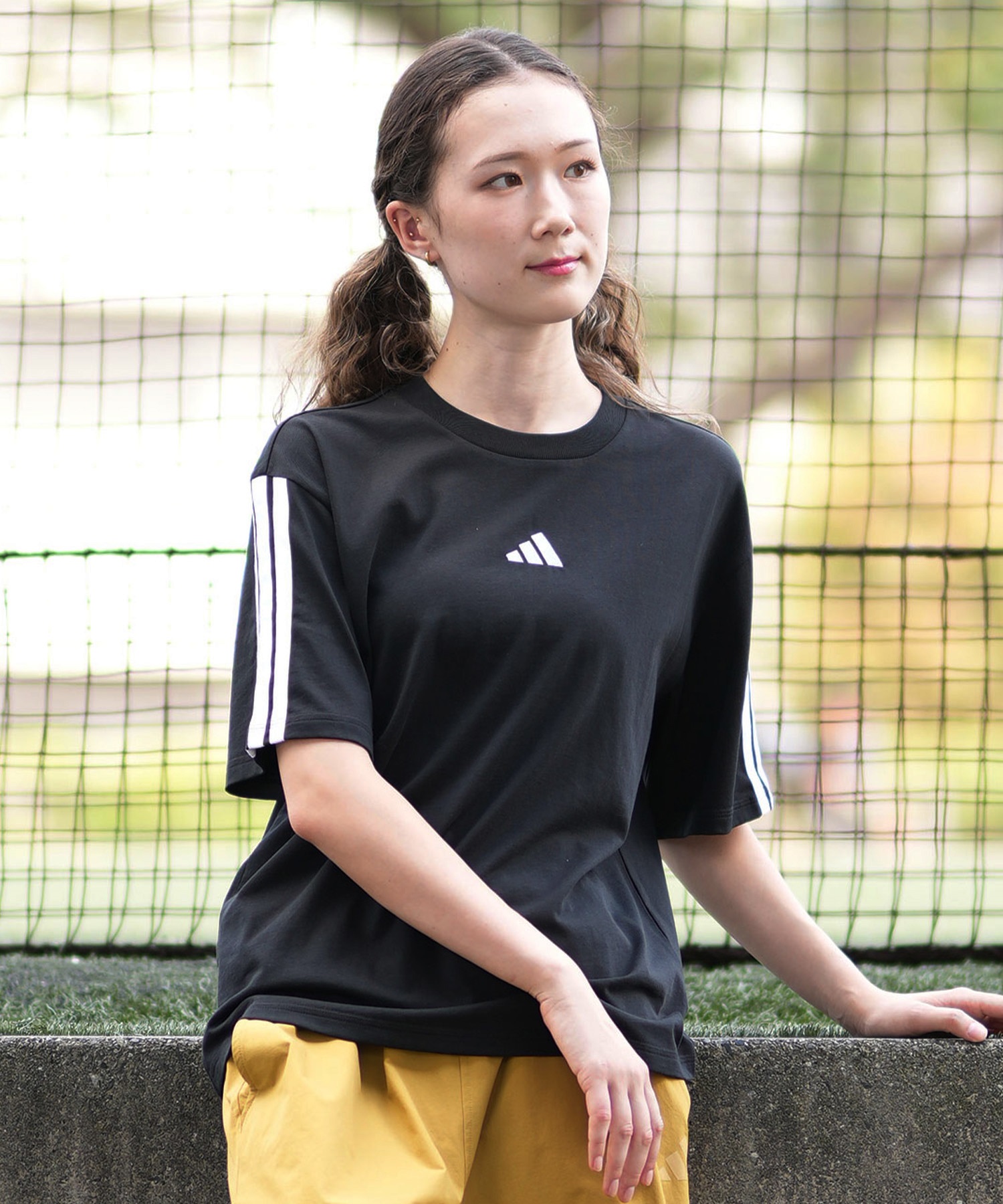 adidas アディダス レディース 半袖 Tシャツ スリーストライプTシャツ