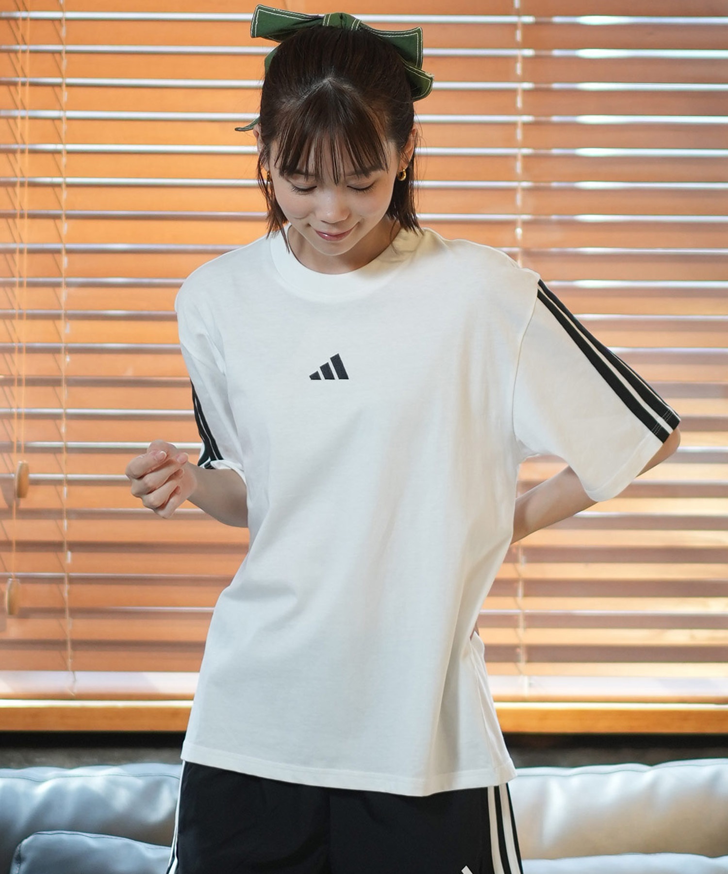 adidas アディダス レディース 半袖 Tシャツ スリーストライプT