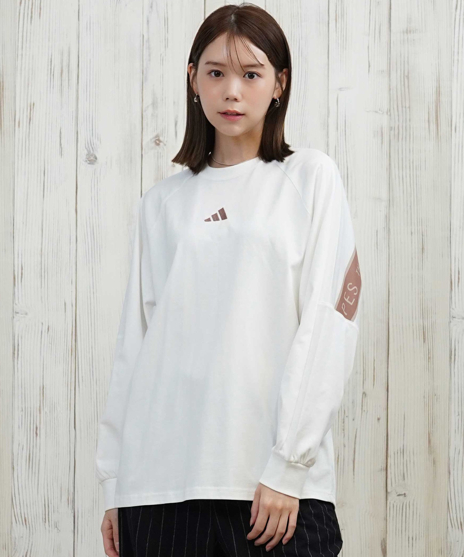 tシャツ adidas/アディダス バックテープ/ロンT CX380 レディース adidas アディダス 長袖 Tシャツ ロンT レディース バックテープ