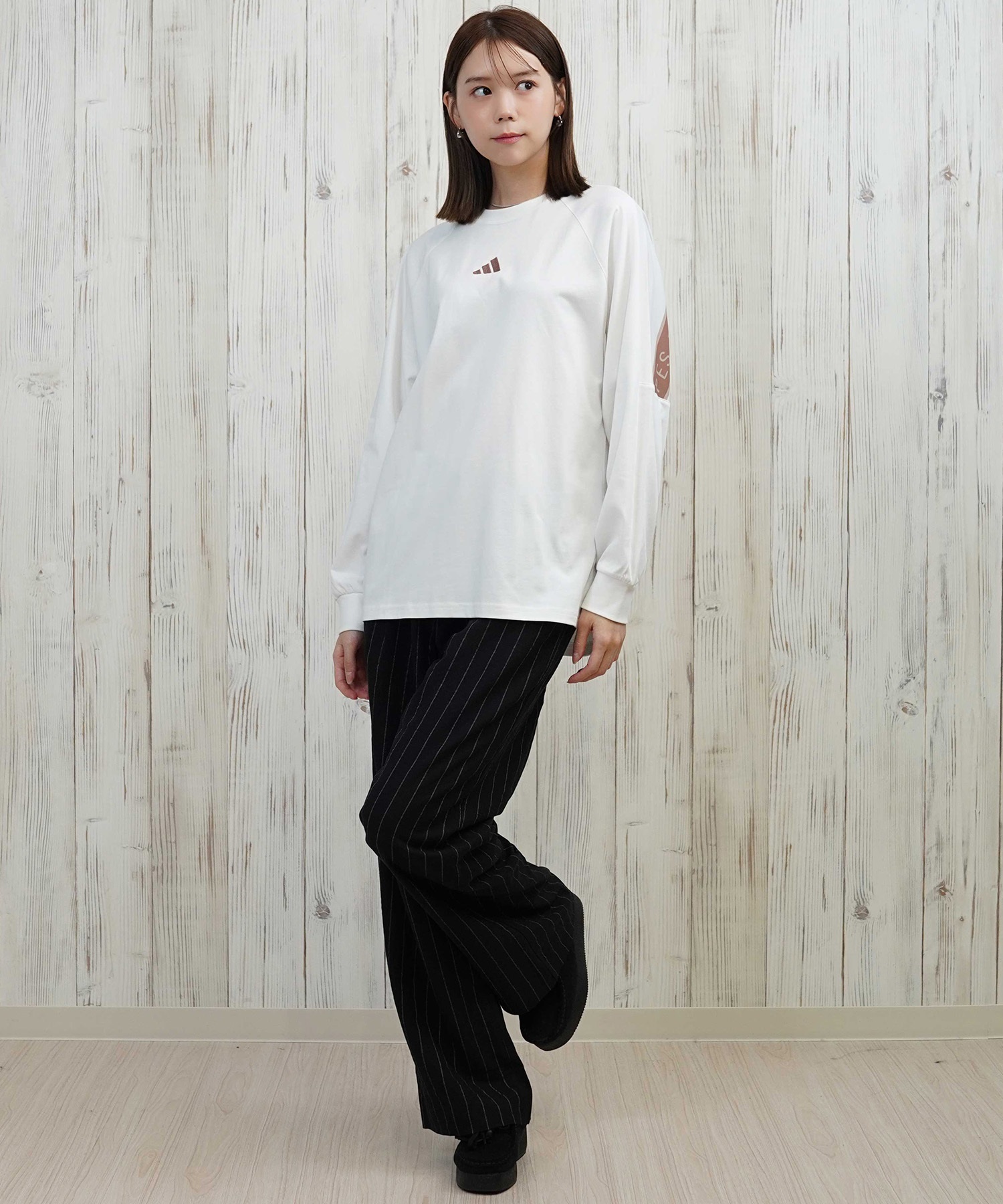 tシャツ adidas/アディダス バックテープ/ロンT CX380 レディース adidas アディダス 長袖 Tシャツ ロンT レディース バックテープ