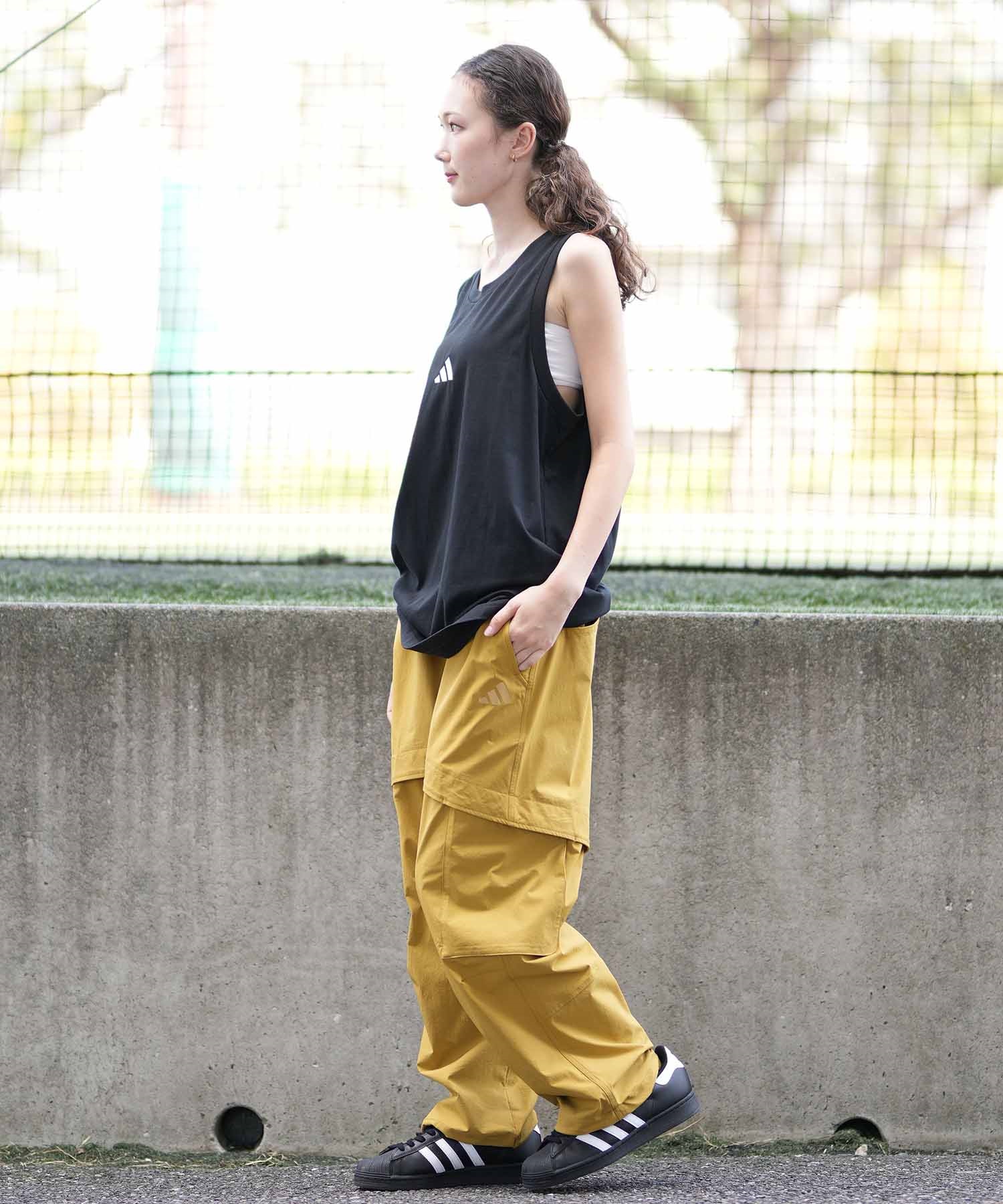 あいす　イエロー クロスストラップ タンクトップ adidas アディダス タンクトップ レディース ロゴ エッセンシャルズ SL